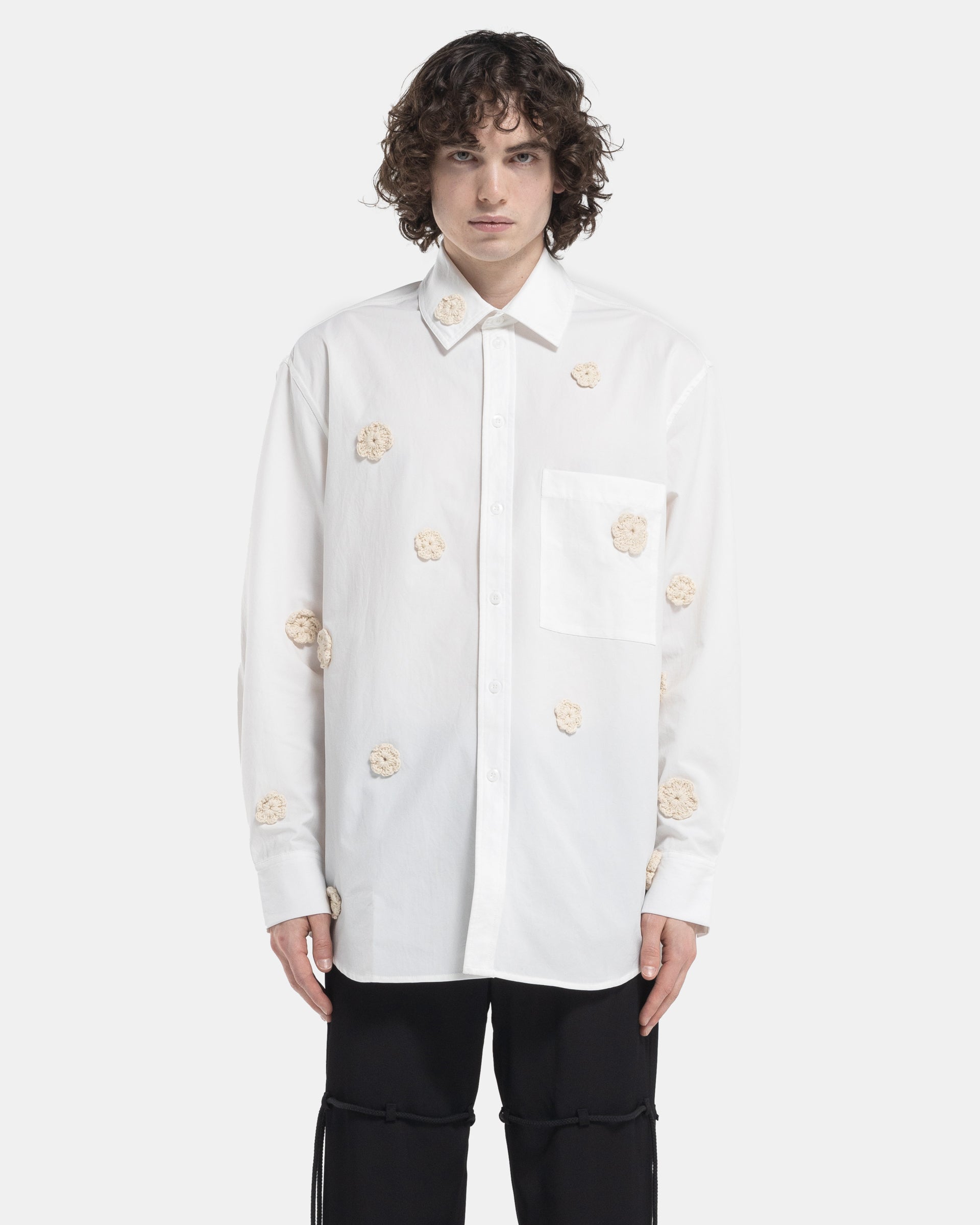 Song For The Mute LS Pleated Box Shirt in White