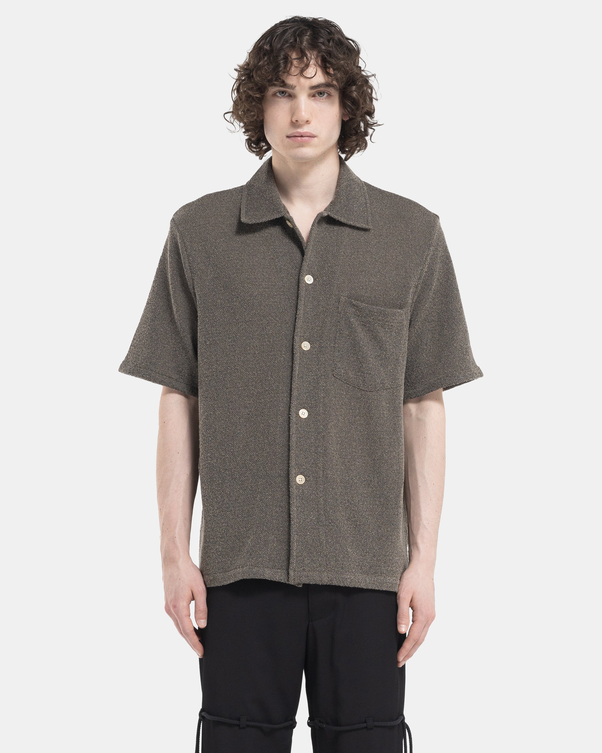 Our Legacy Box Shirt Shortsleeve in Muck Boucle