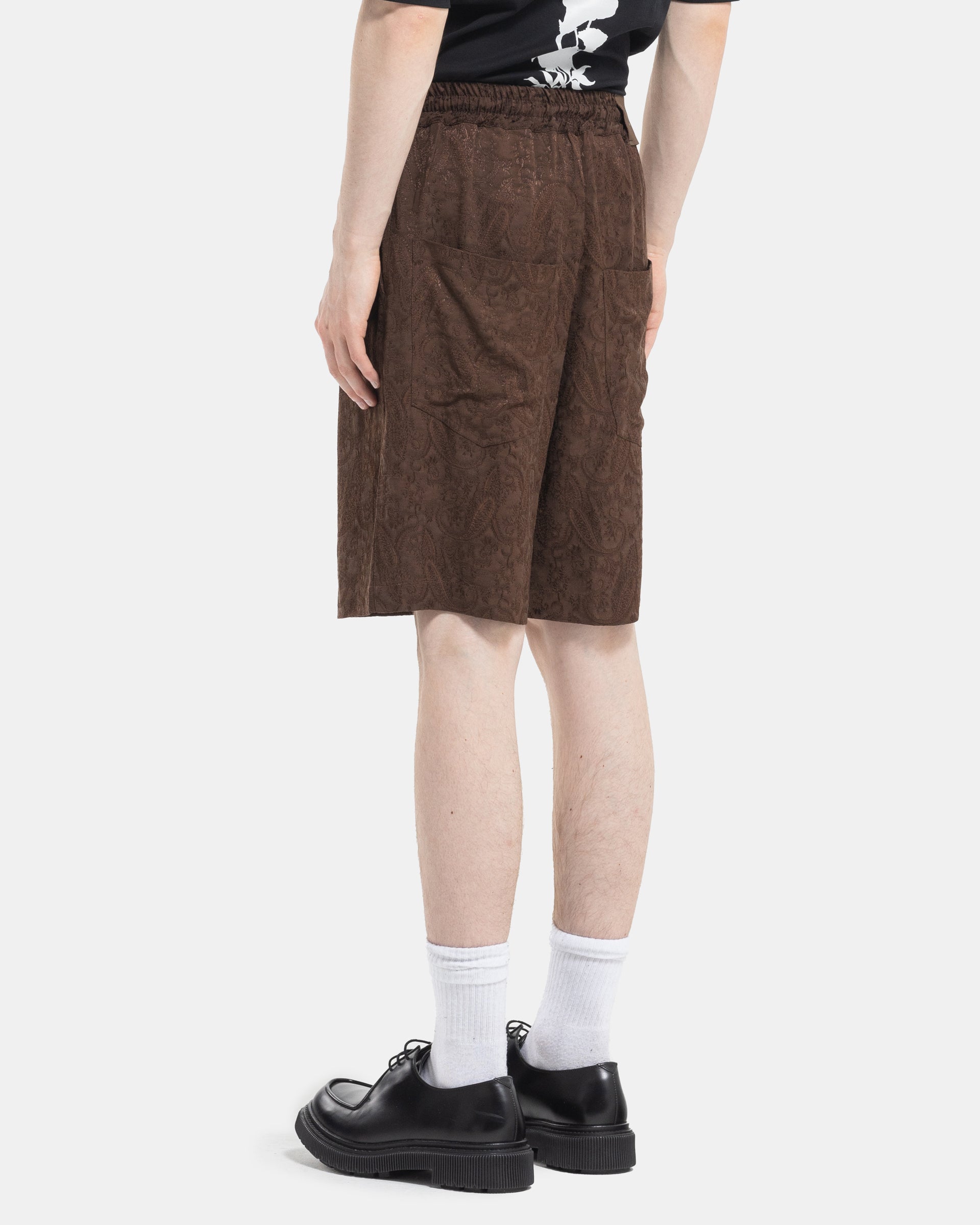 Song For The Mute Elasticated Shorts in Brown Back