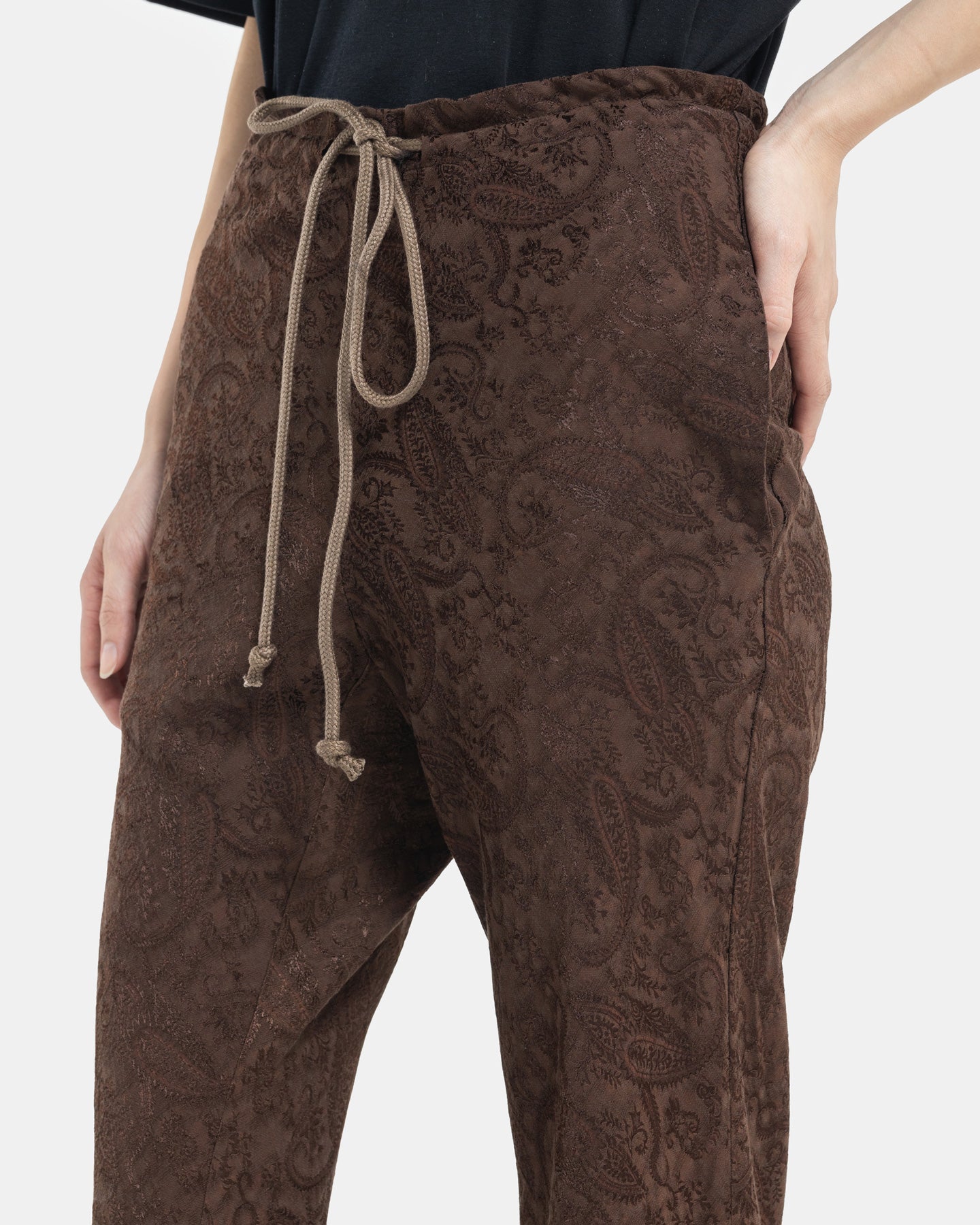 Detail Brown Bias Flared Pant Front on White background