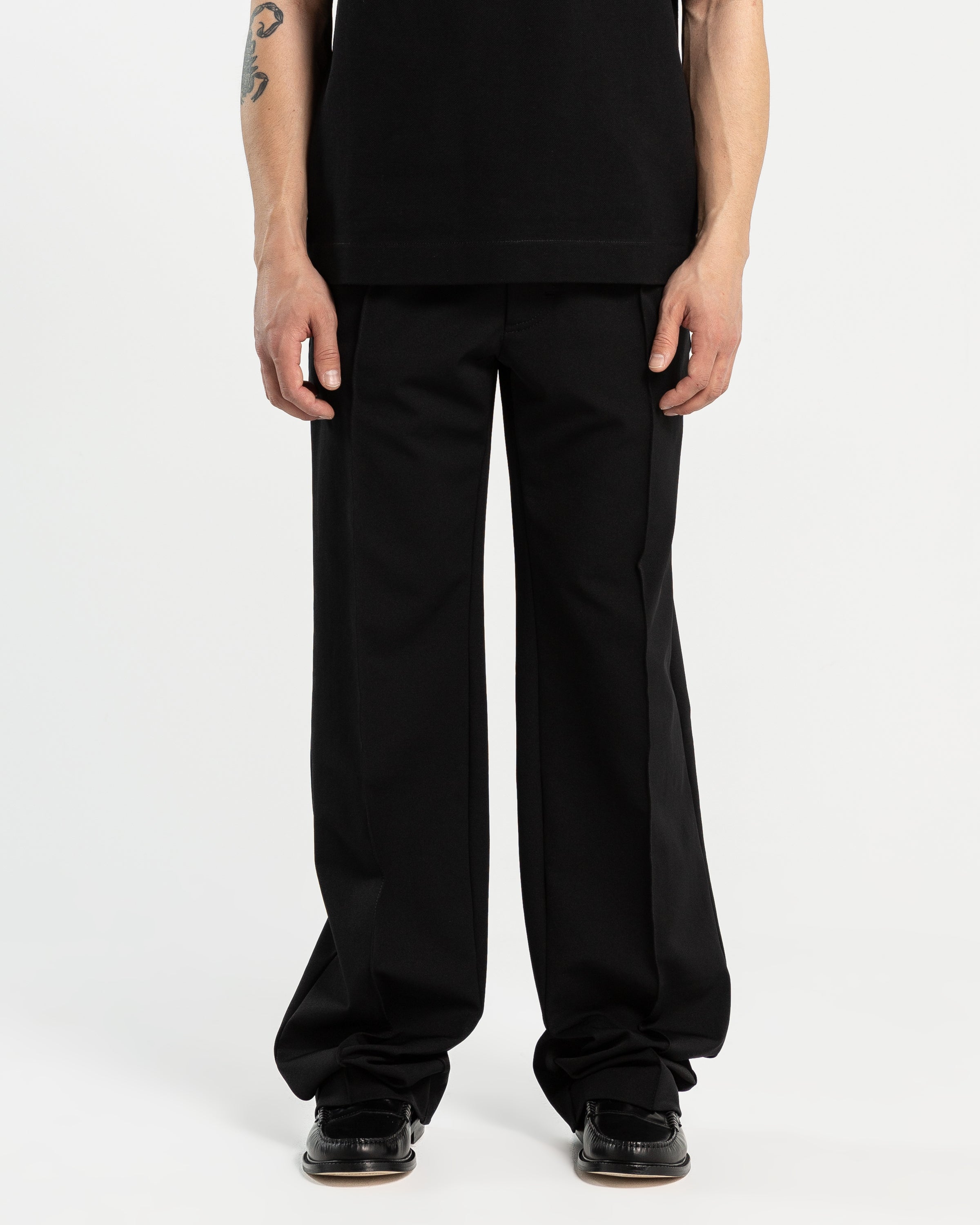Wide Leg Formal Trackpant in Black