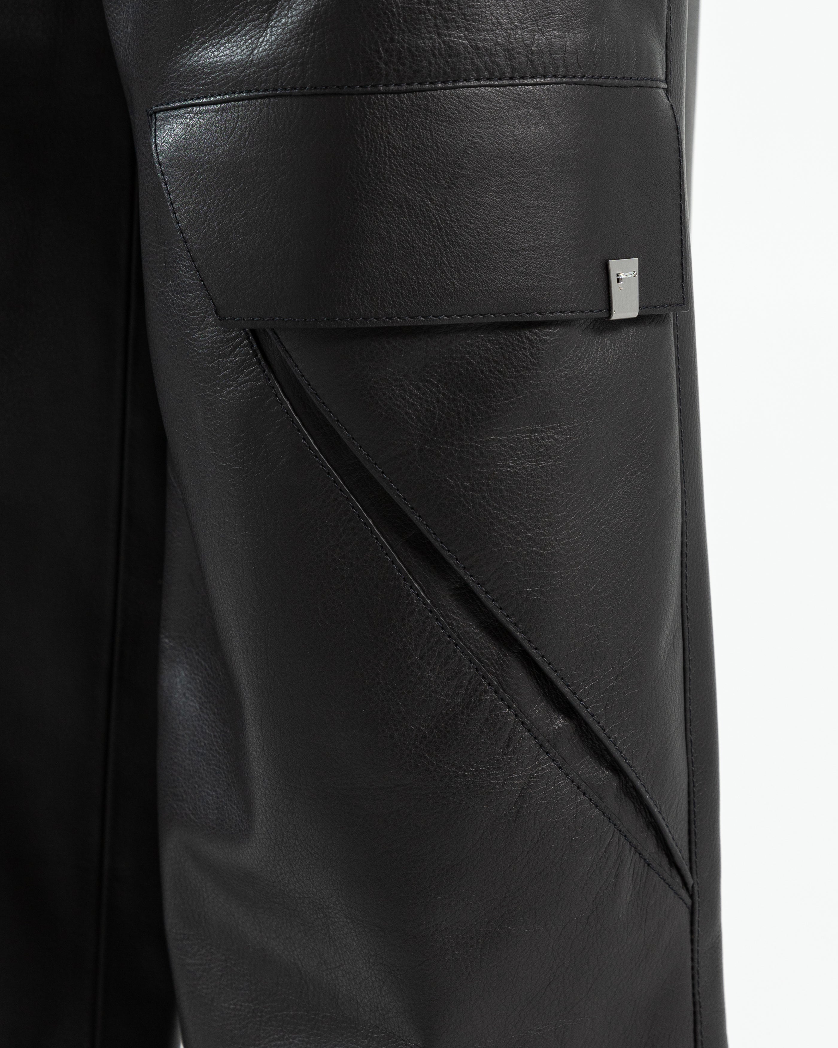 7/8 part chino leather pants in nice stretch quality / 50970 - Black (Nero)