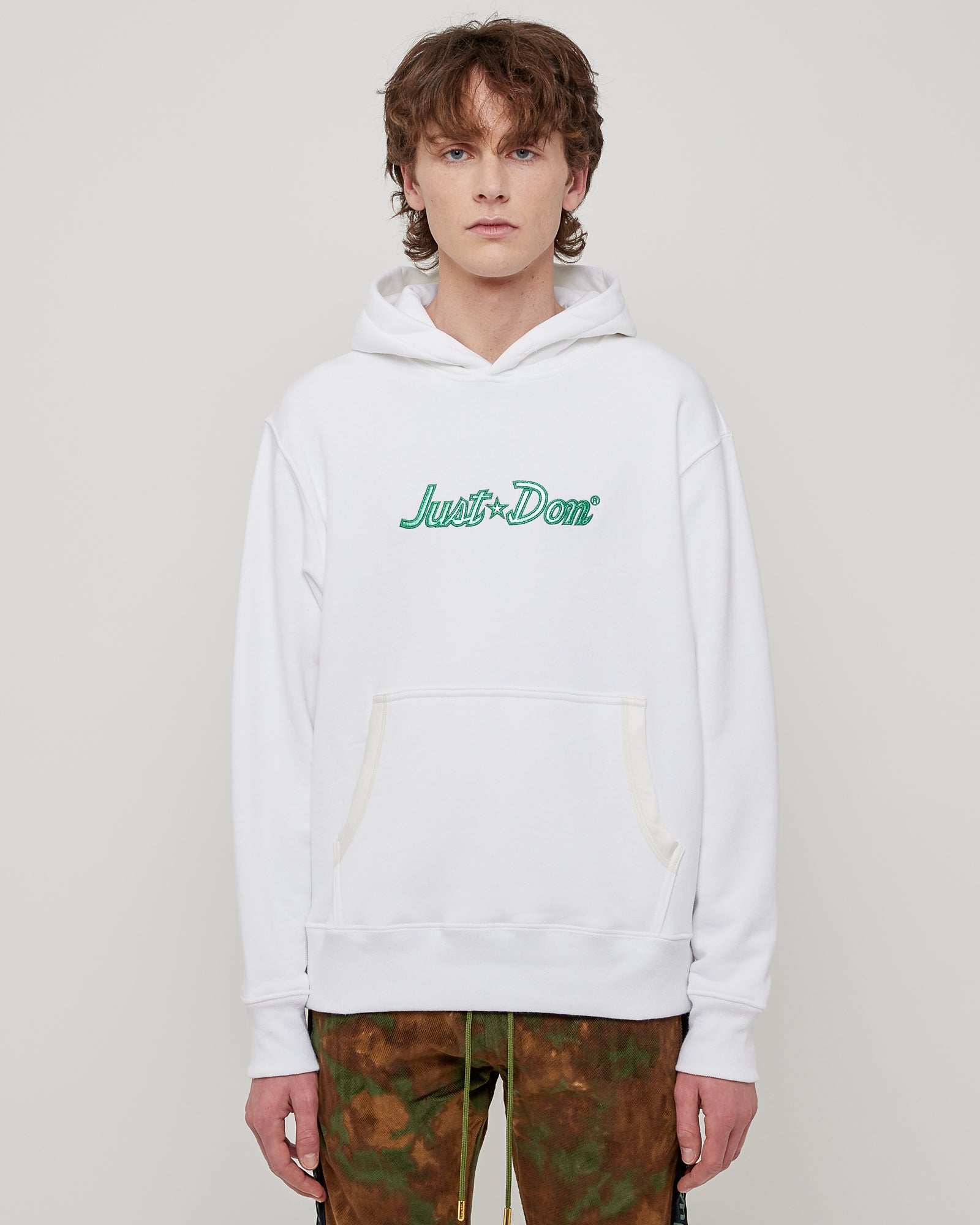 Just Don Logo Hoodie in White