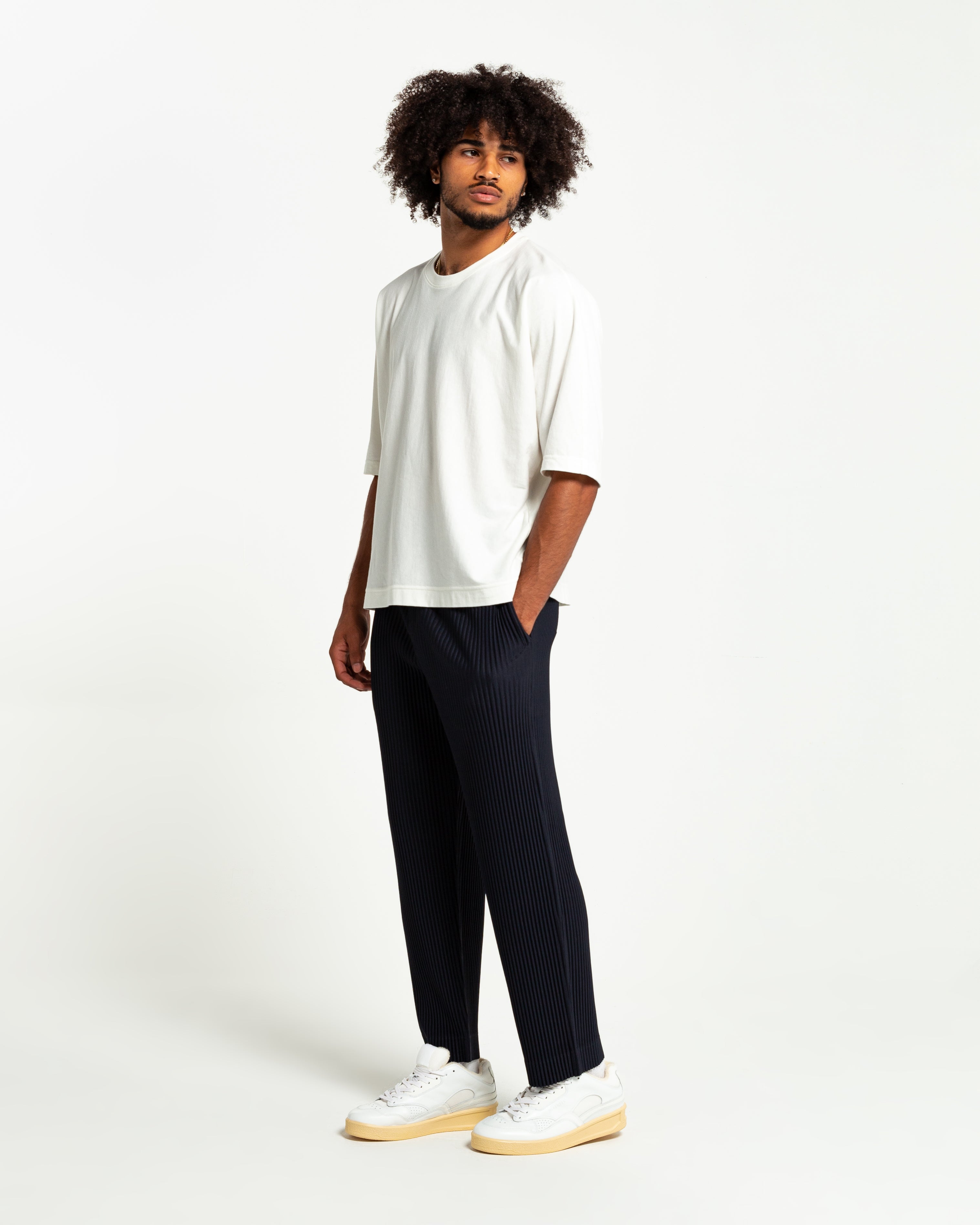 Basic JF150 Pleated Trouser in Navy