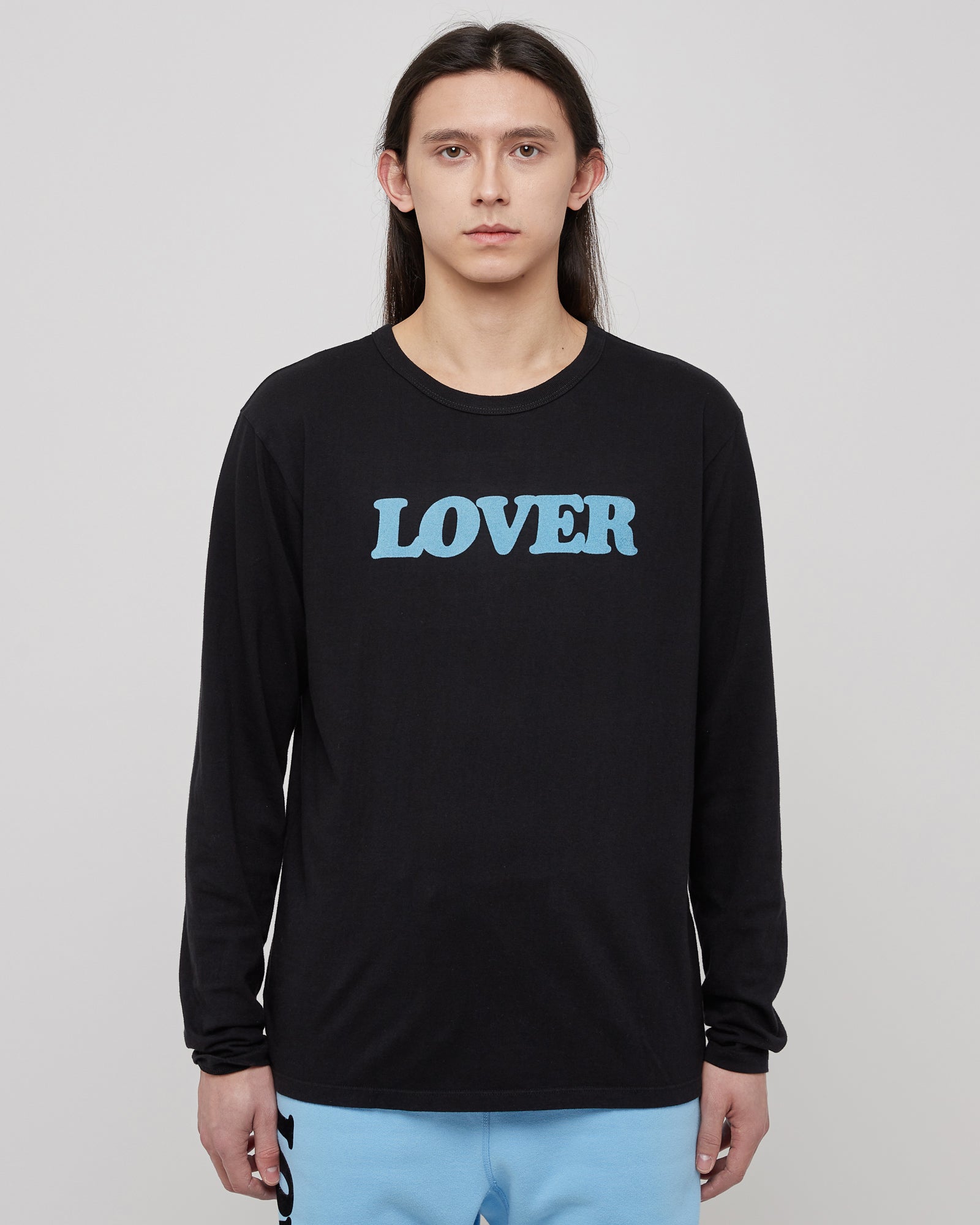 Lover L/S T-Shirt in Baby Blue & Black