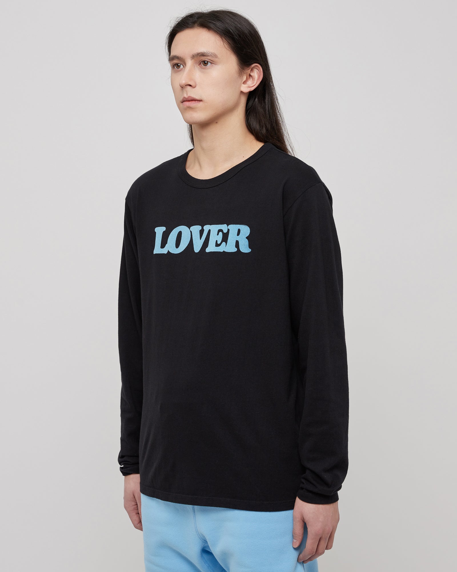Lover L/S T-Shirt in Baby Blue & Black
