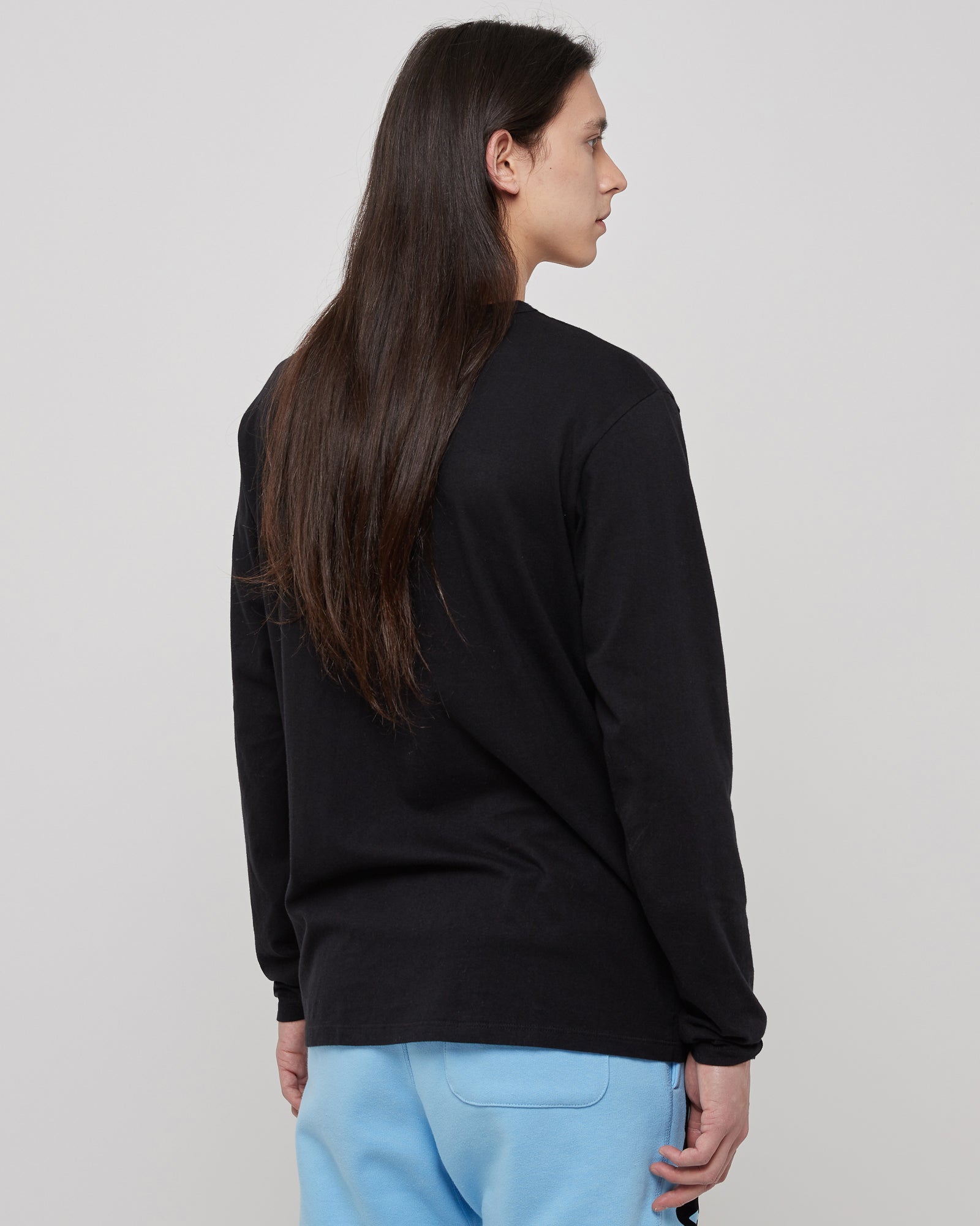Lover L/S T-Shirt in Baby Blue & Black
