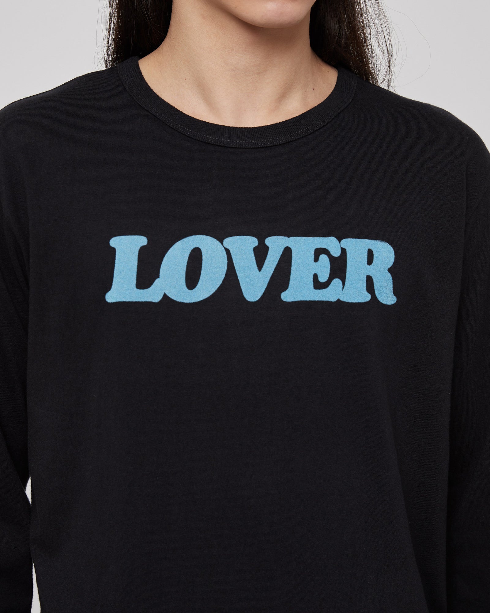 Lover L/S T-Shirt in Baby Blue & Black