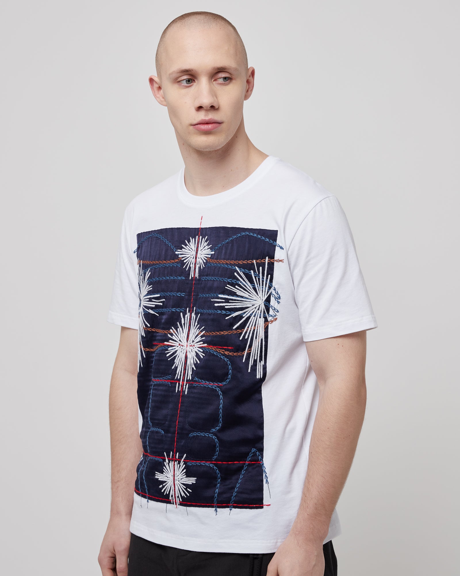 Embroidered Body T-Shirt in Navy
