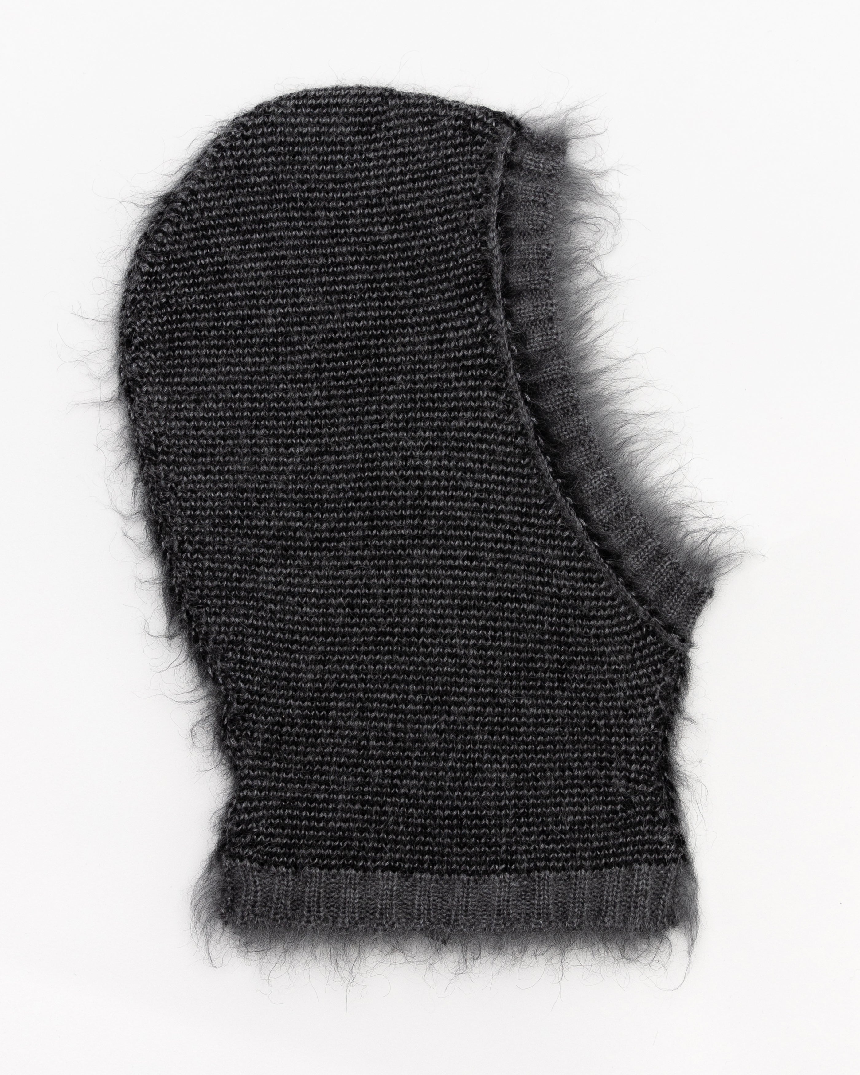Brushed Mohair Mask in Black and Grey