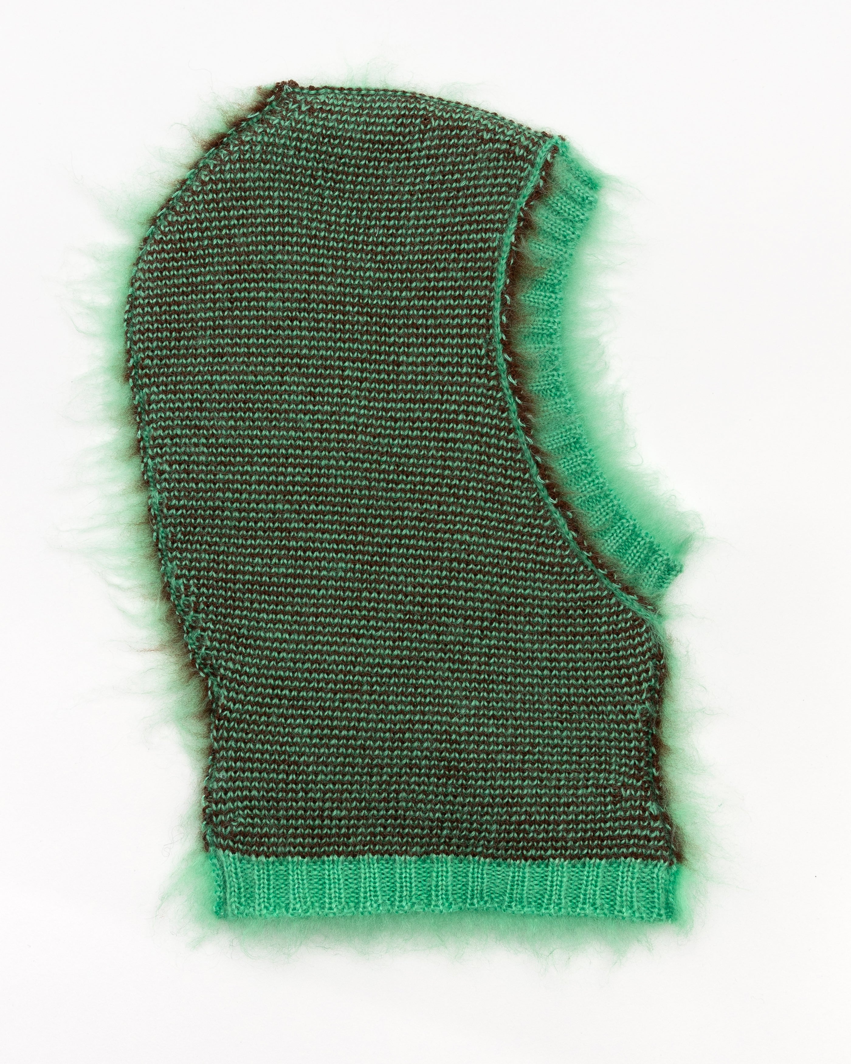Brushed Mohair Mask in Brown and Mint