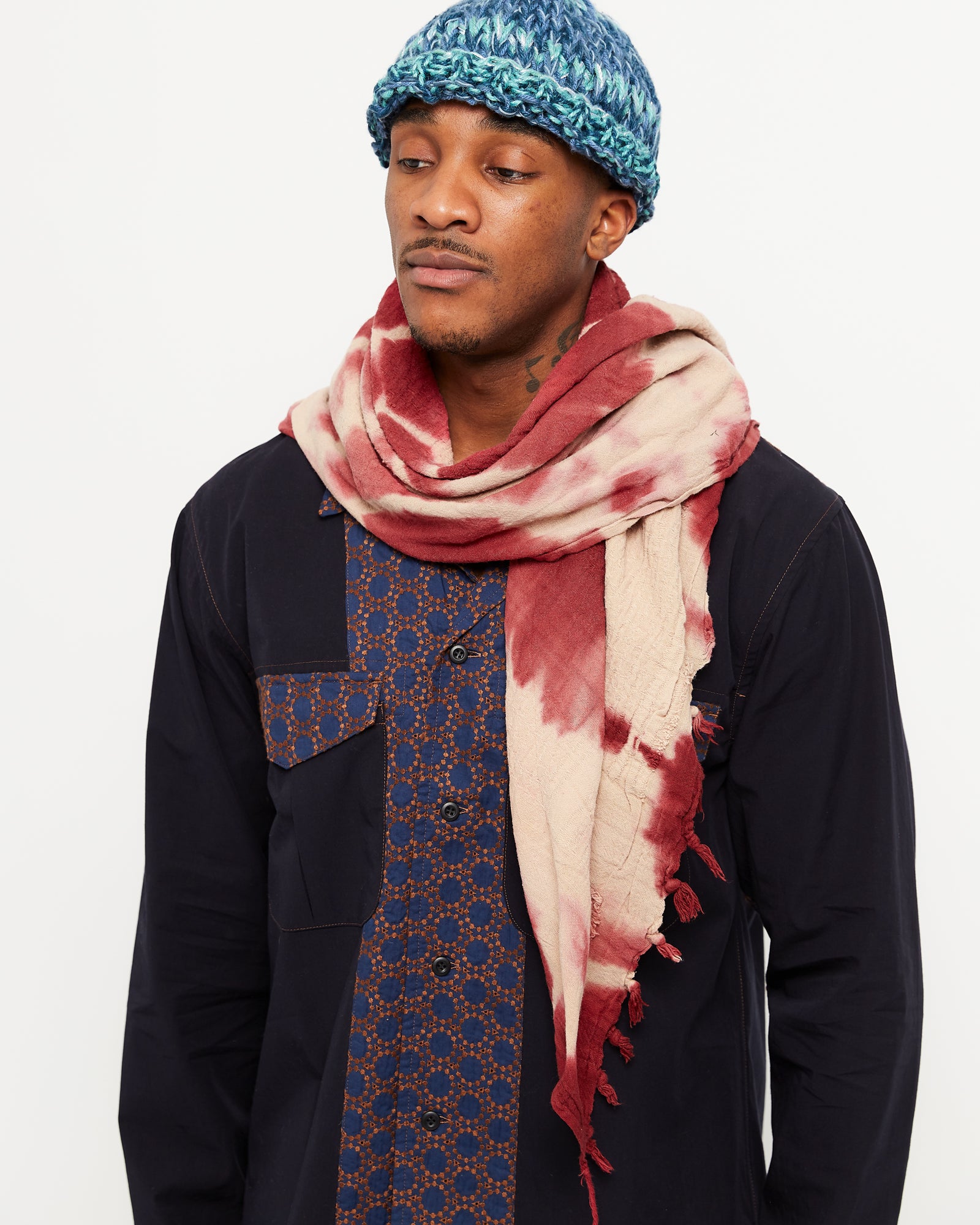 Dyed Scarf in Red Tie-Dye