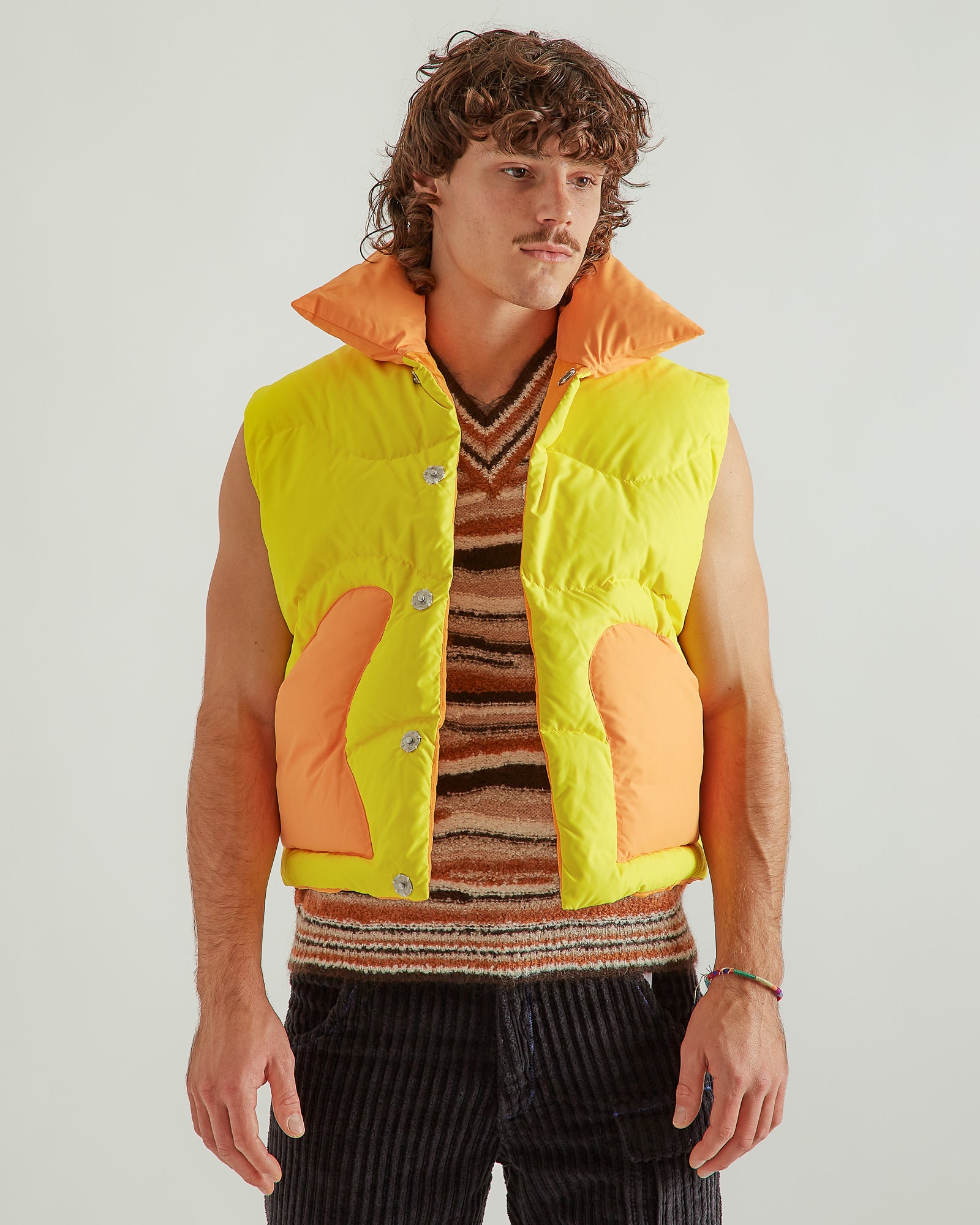 Wave Puffer Vest in Orange