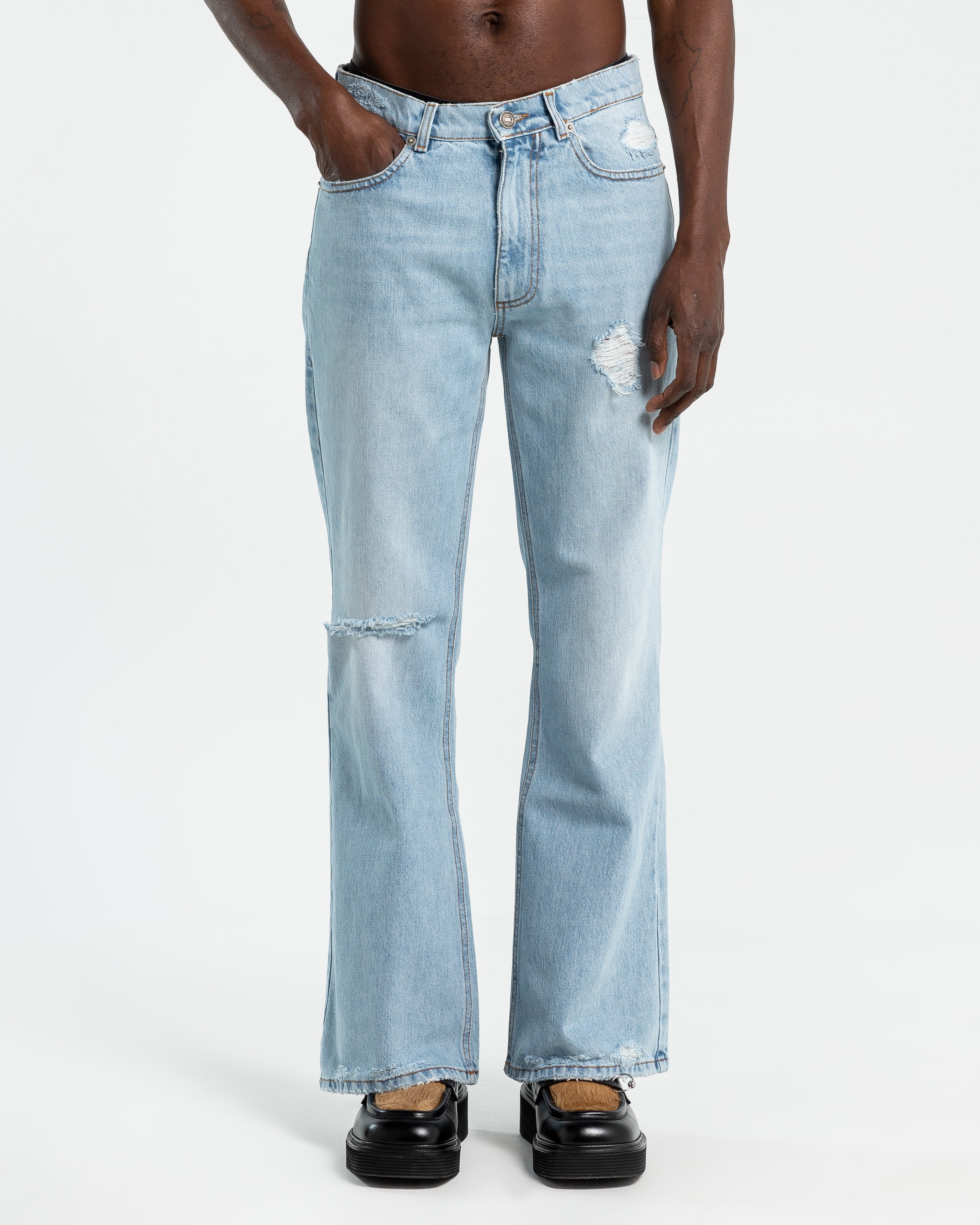 Jalioing Women's Ripped Jeans Mid Rise with Belt Straight Leg Rolled Bottom  Pocket Distressed Denim Pants (Medium, Blue) - Walmart.com
