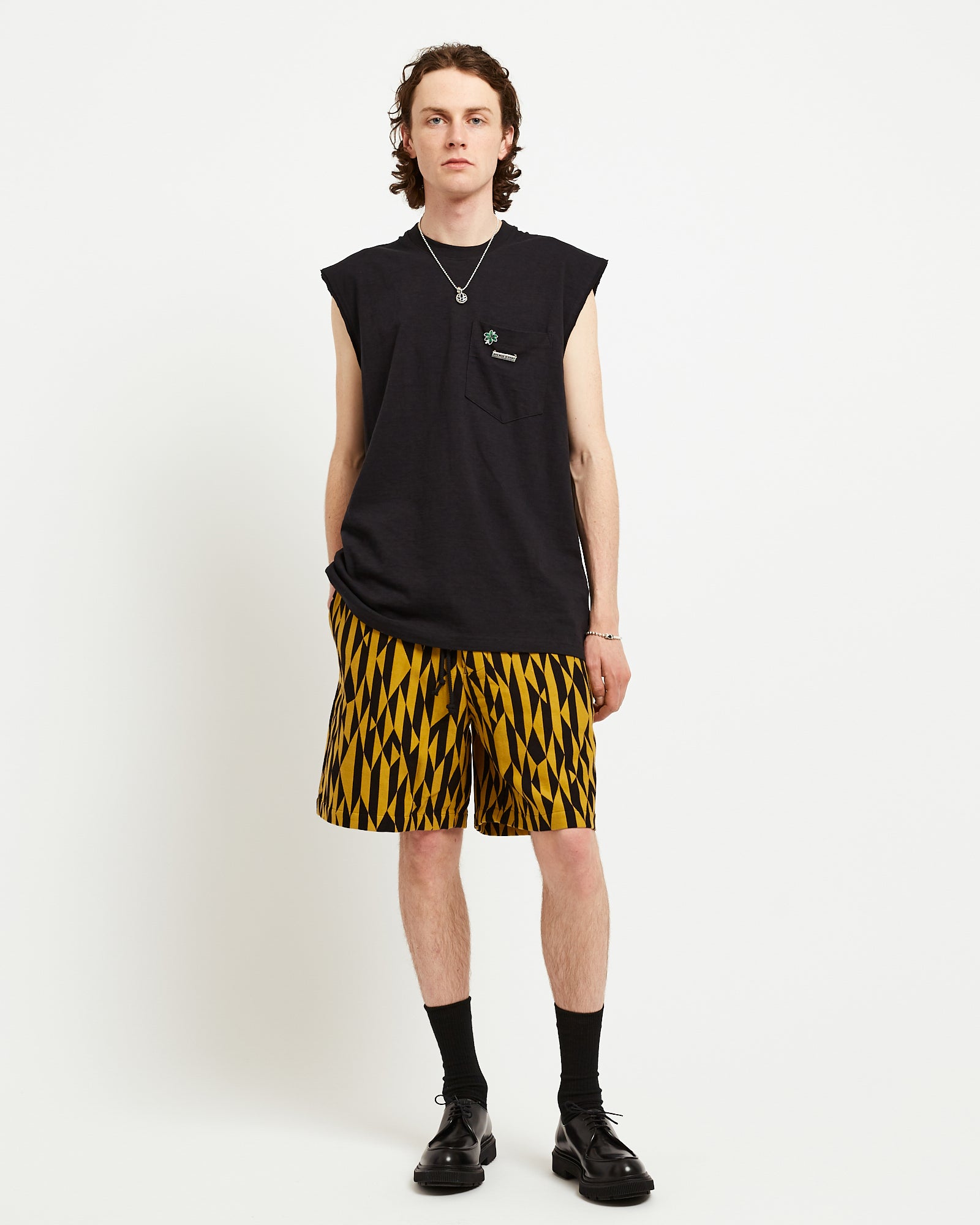 Elasticated Shorts in Yellow/Black