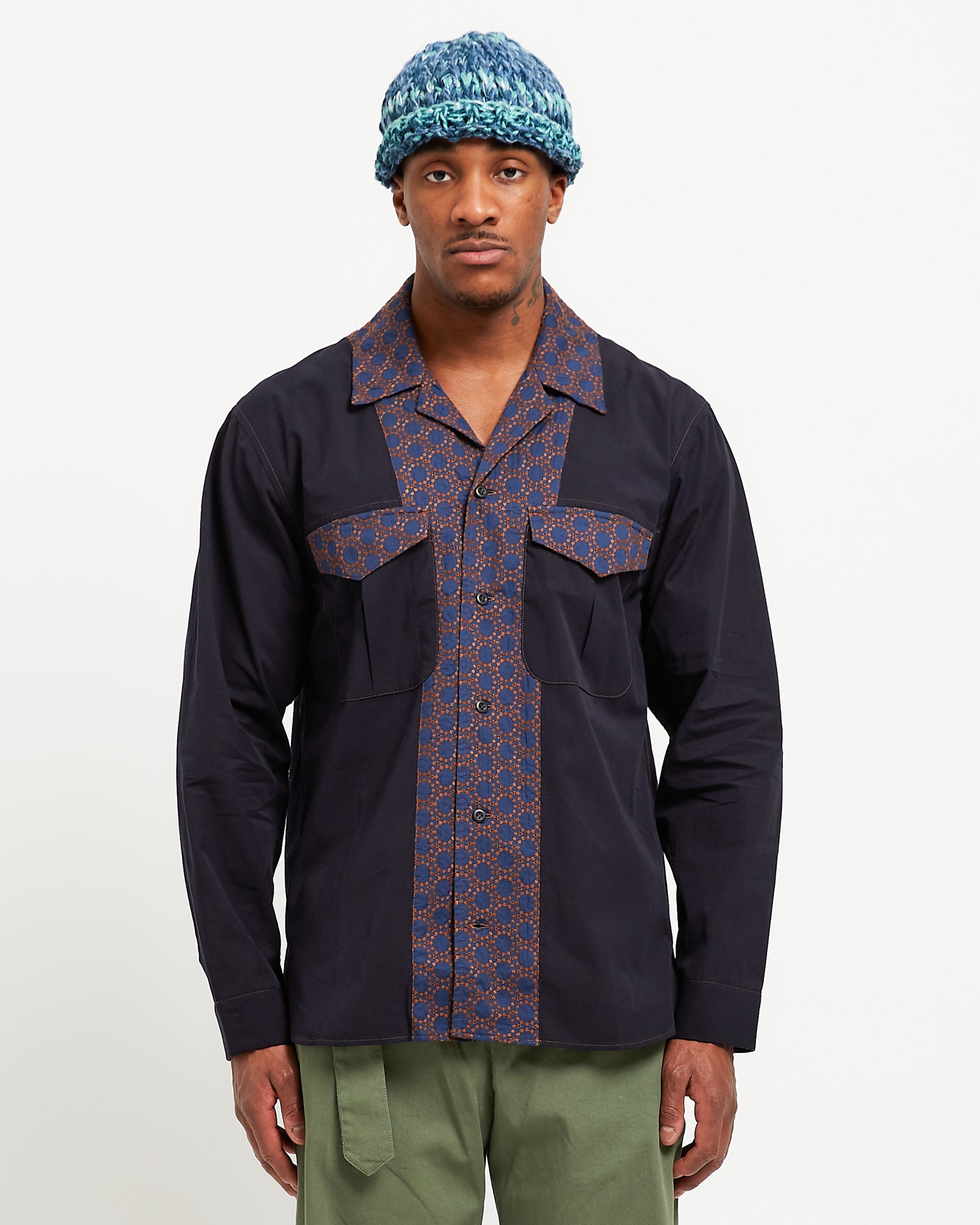 Nicholas Daley Embroidery Classic Shirt in Navy