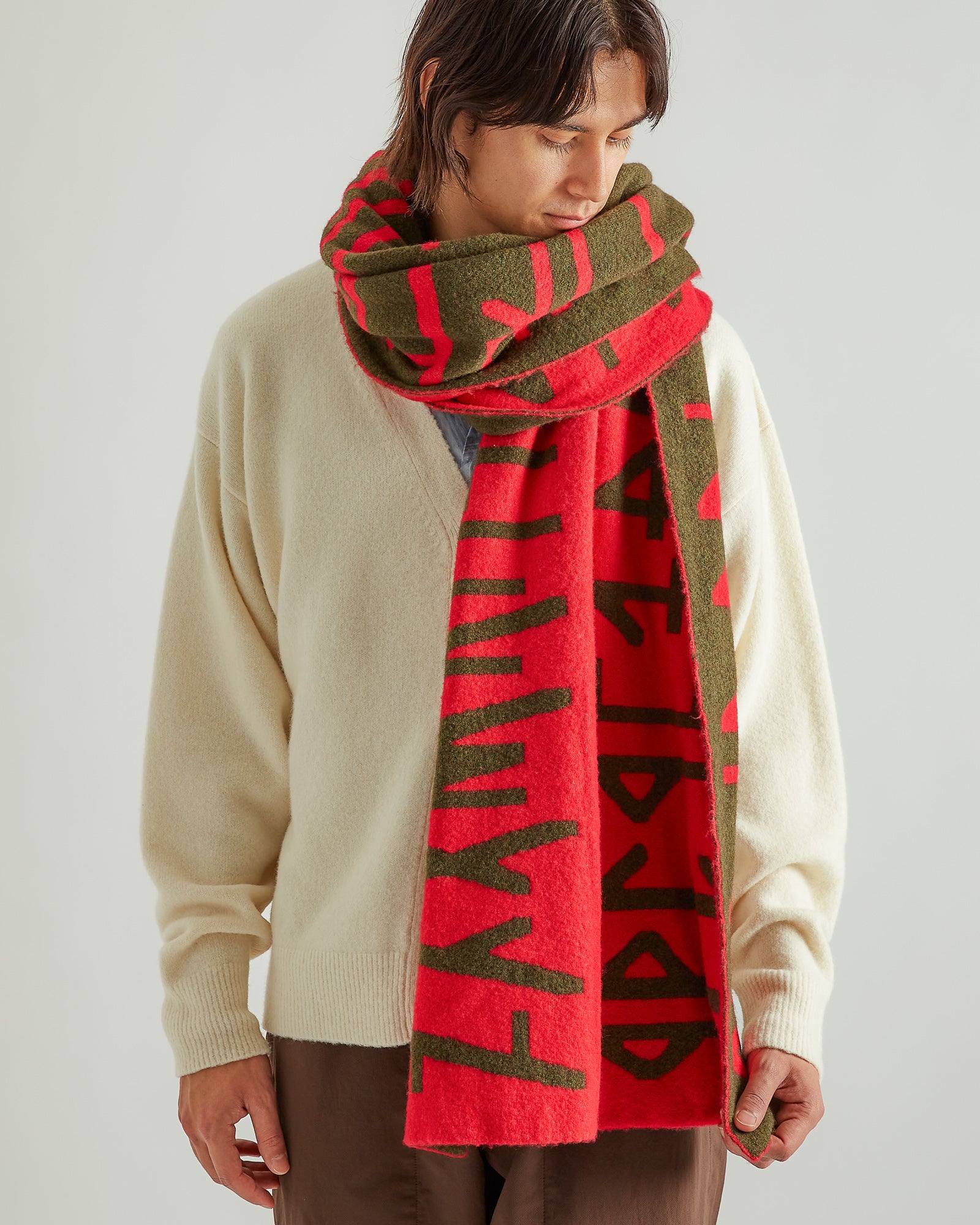 Scroll Scarf in Dragonfruit Red/Green