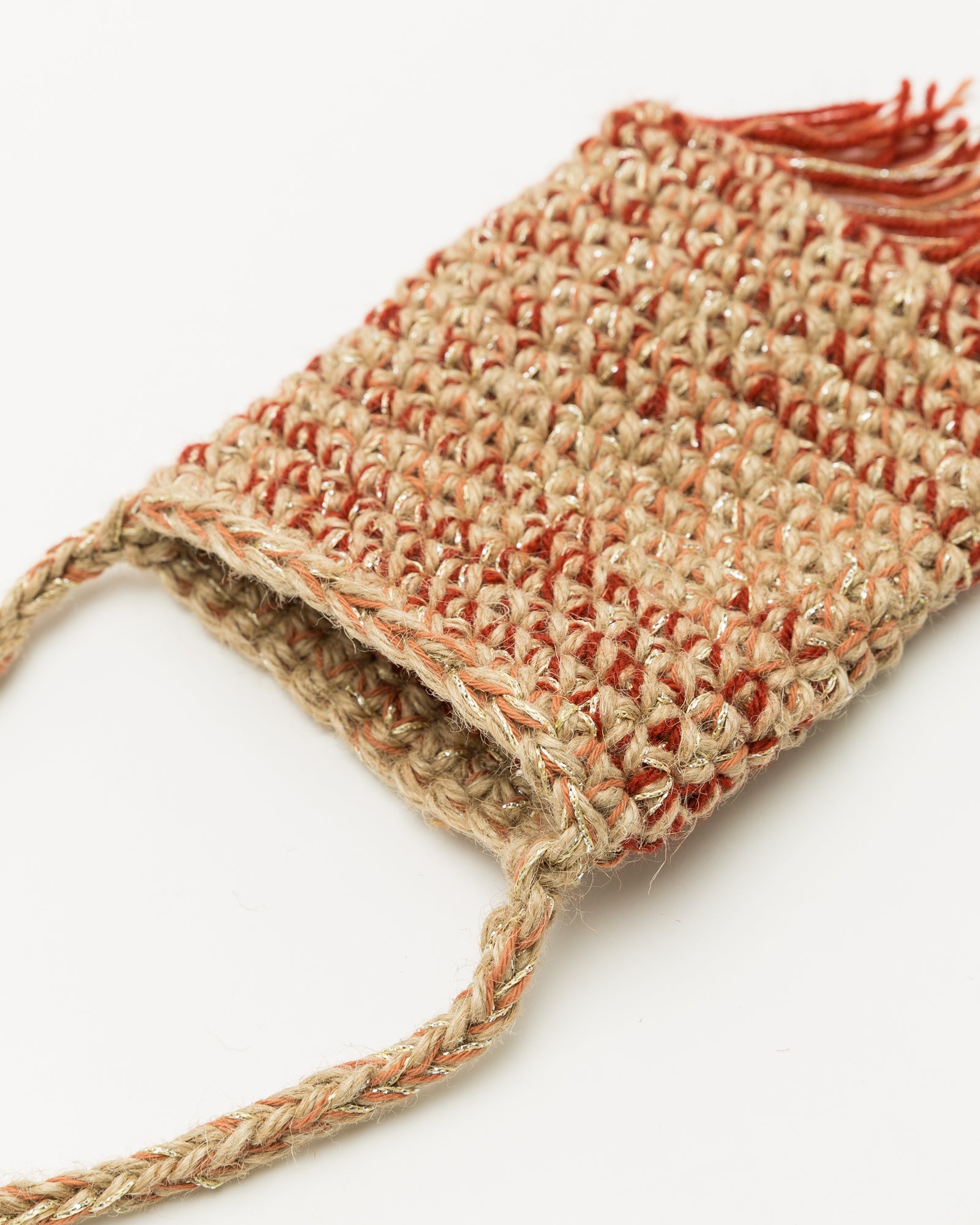 Hand Crochet Neck Pouch in Red