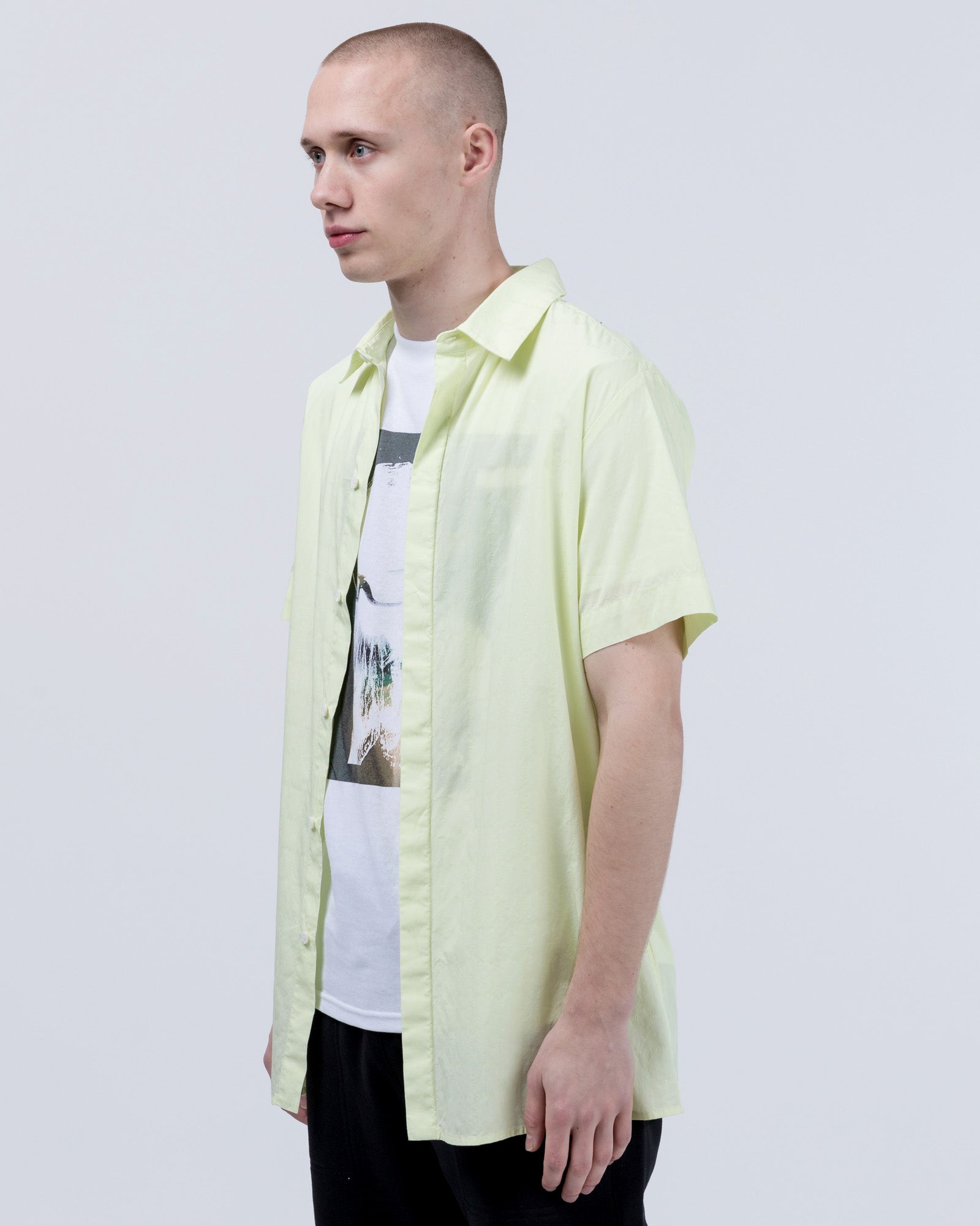 Stevie Button Up in Neon Yellow