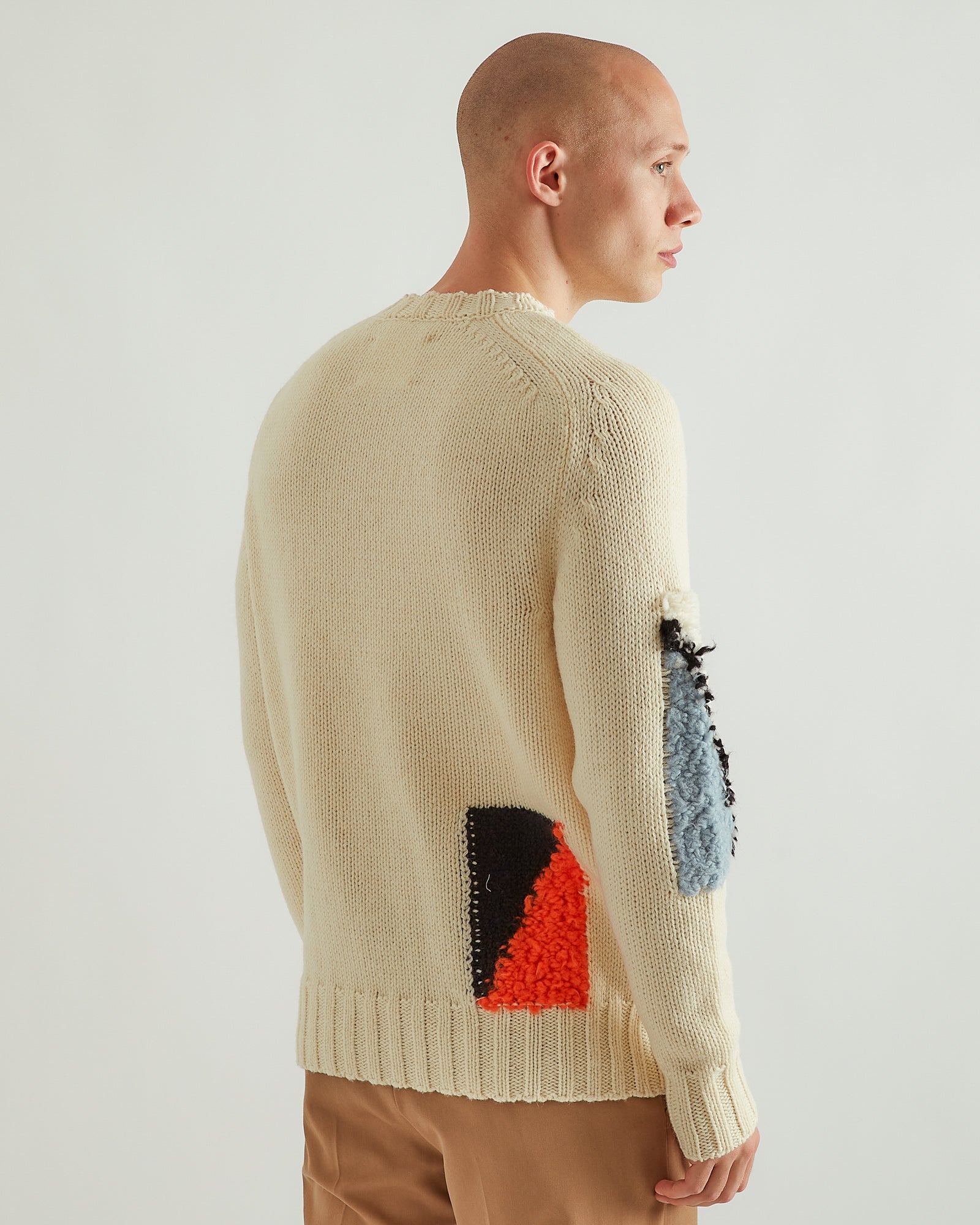 Wool Jacquard Sweater in Off White