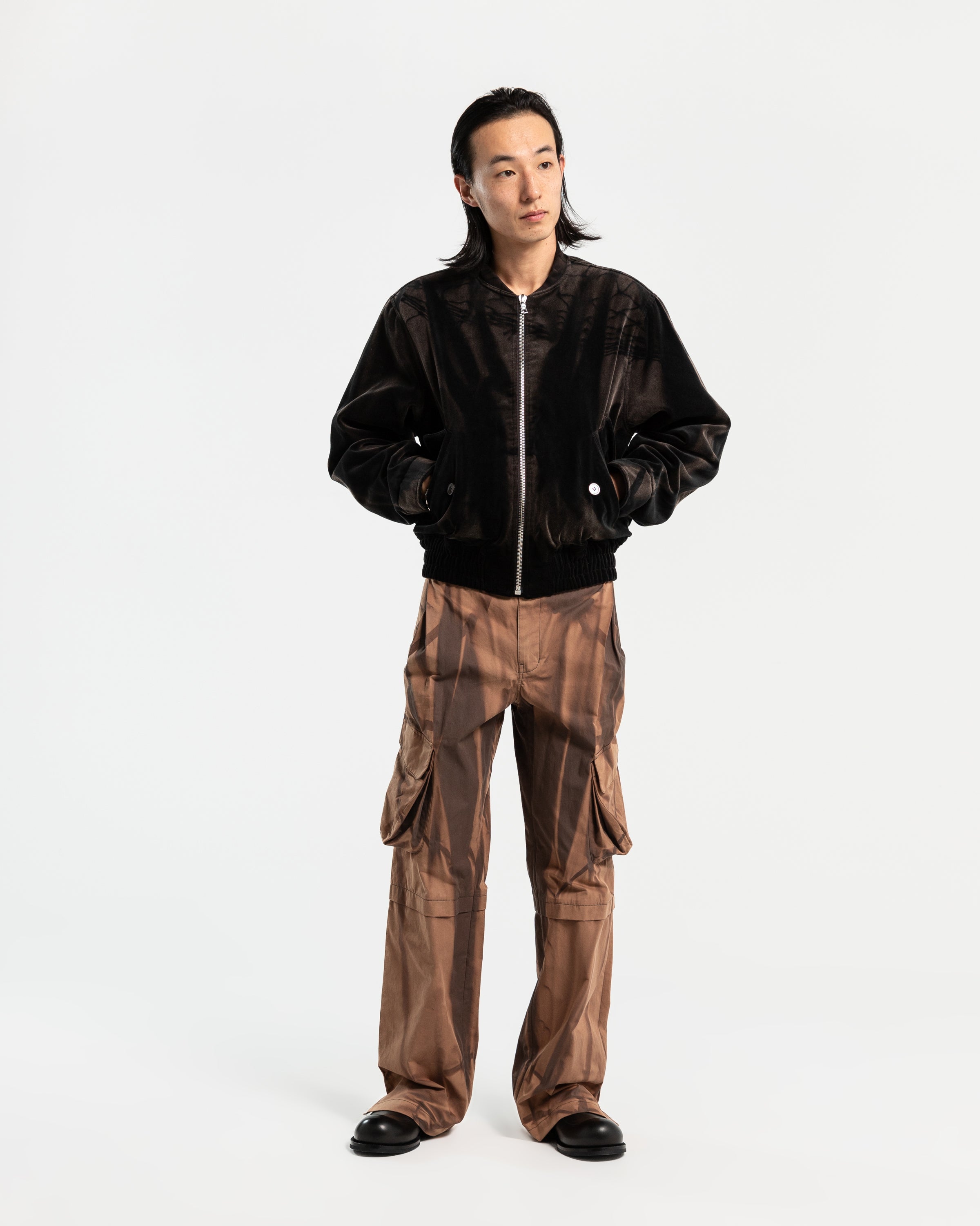3D Pocket Layered Trousers in Brown