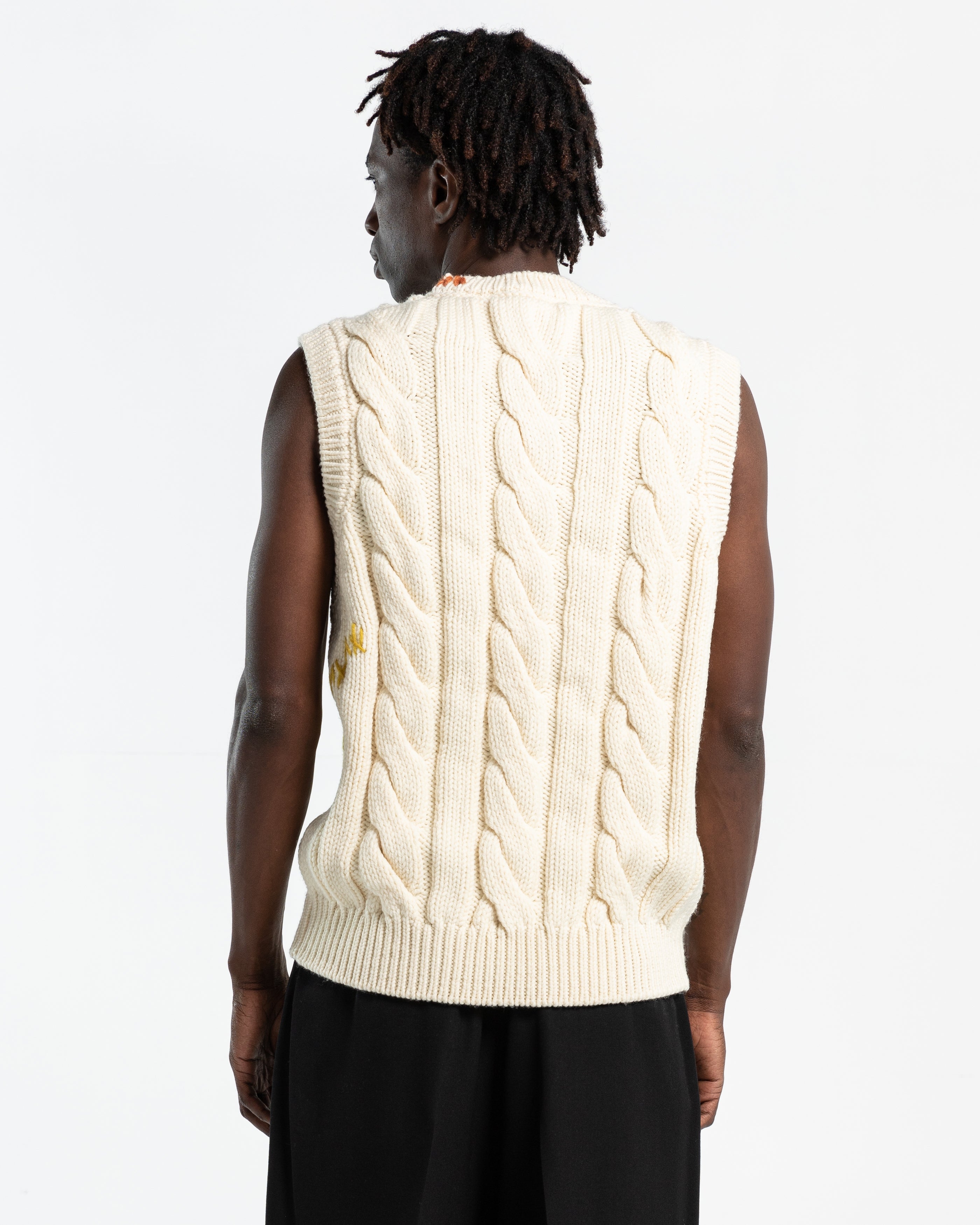 Cable Knit Vest in Natural White