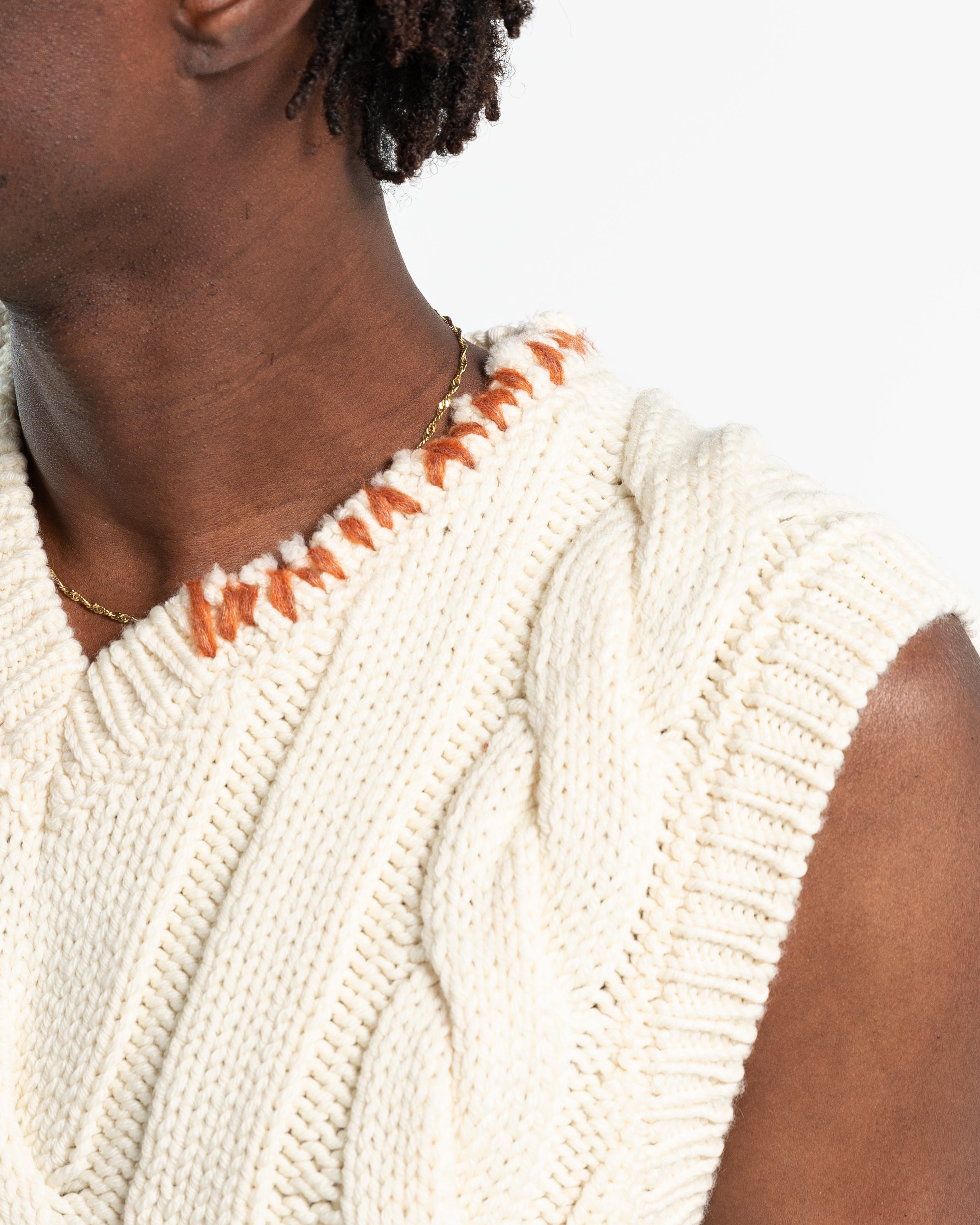 Cable Knit Vest in Natural White