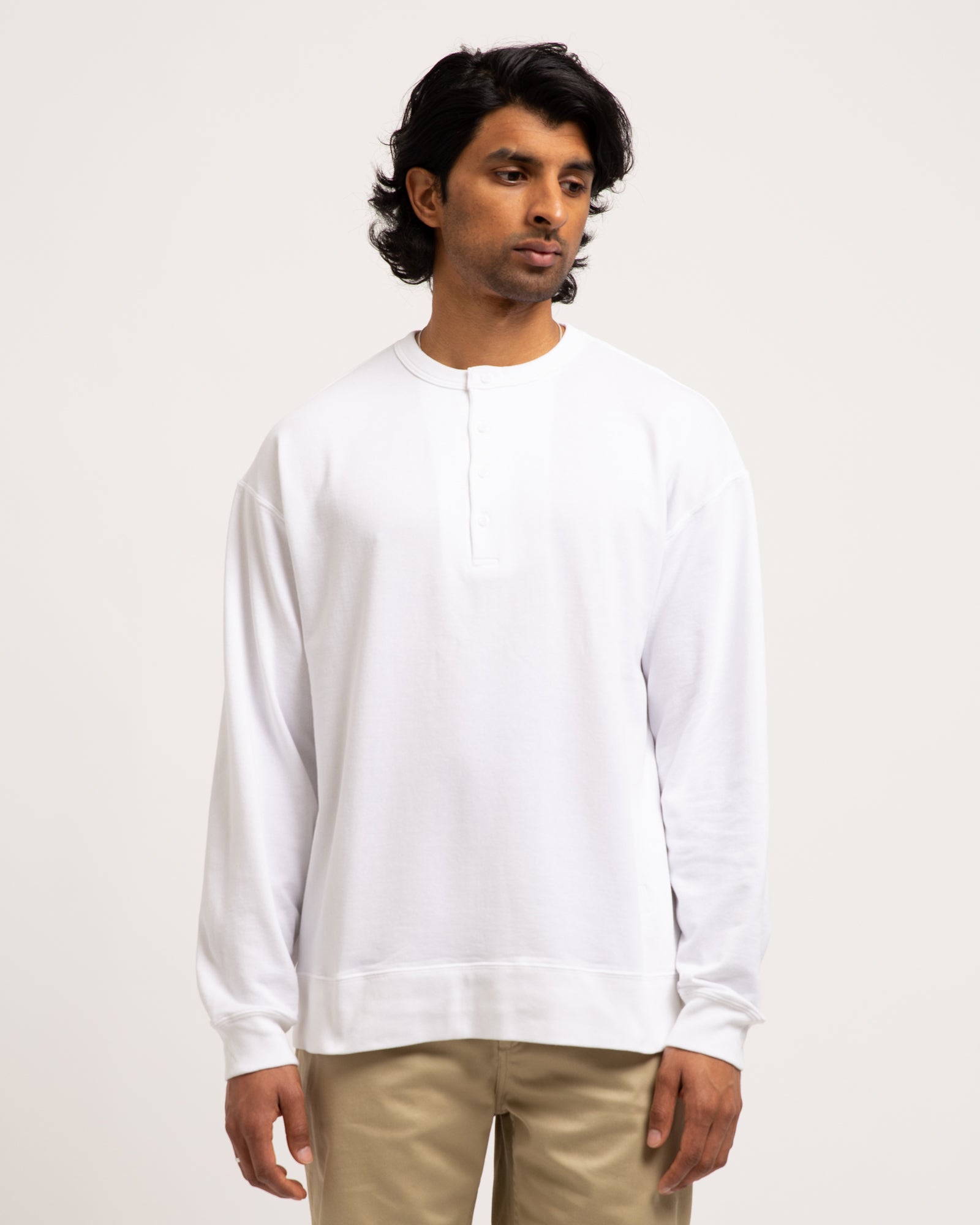 L/S Henley T-Shirt in White