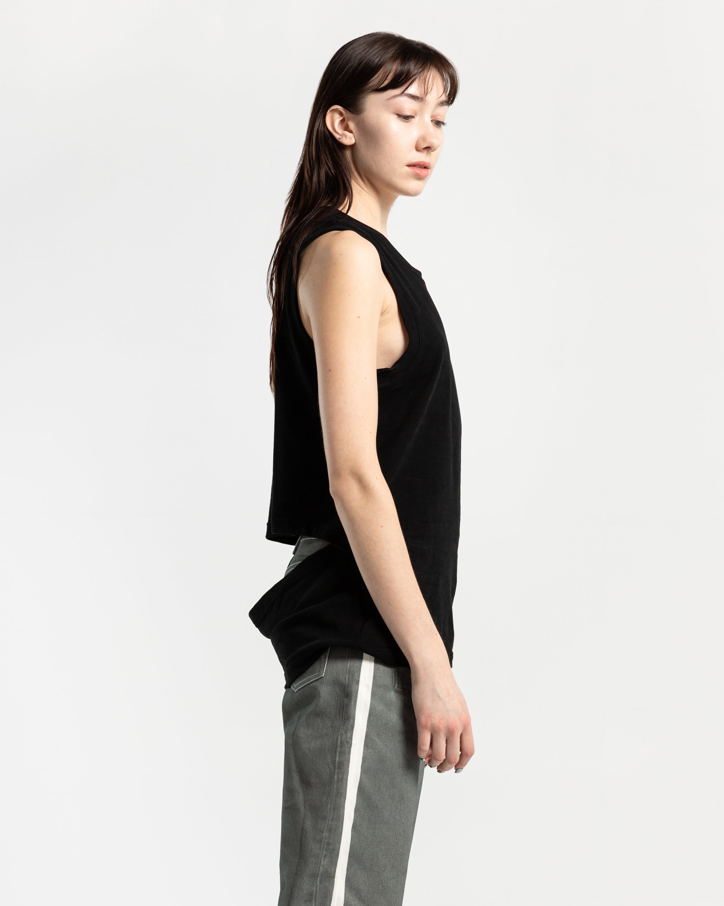 Layered Muscle Tee in Black