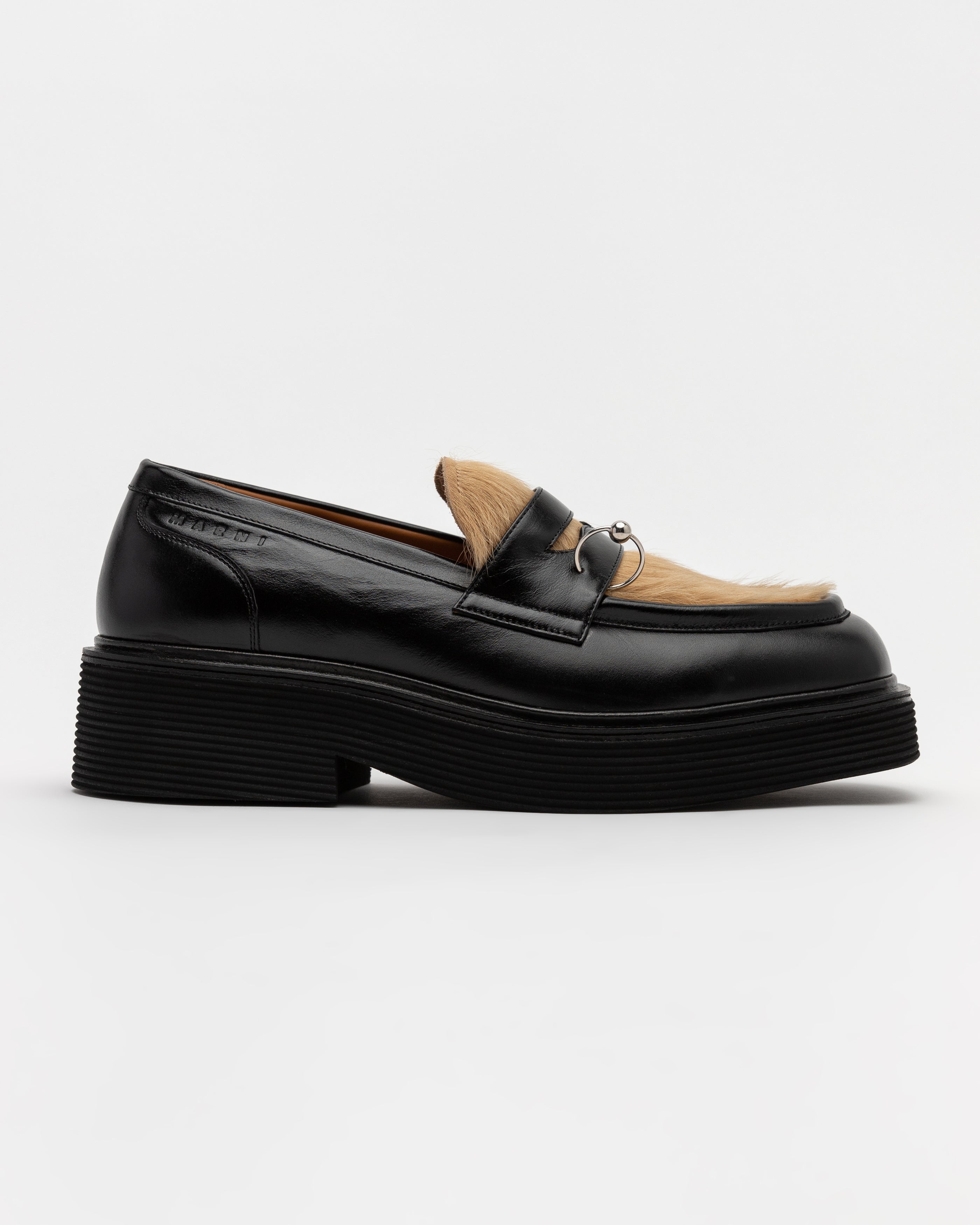 23AW new /MARNI ピアスレザーペニーローファー Loafers Black-