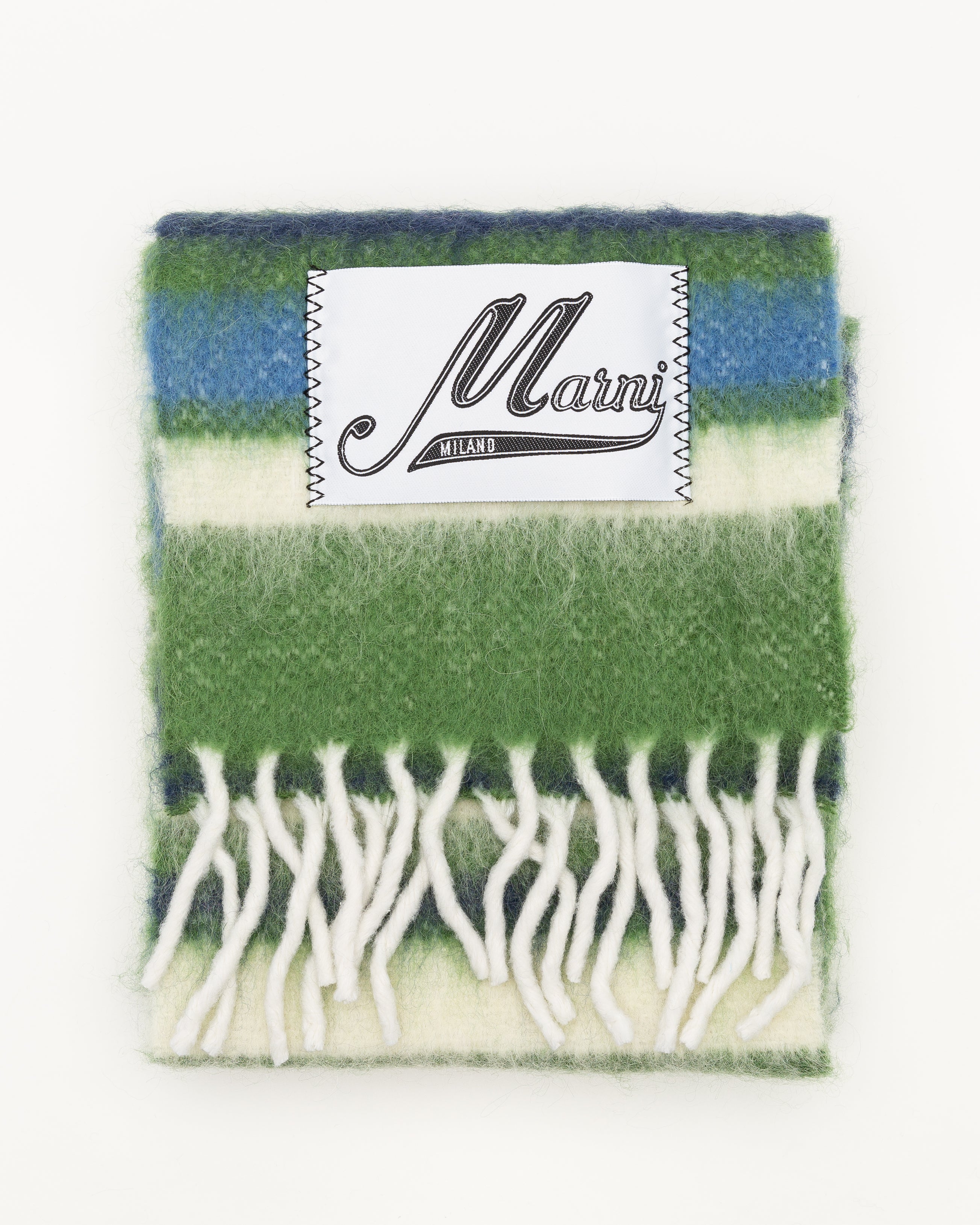 Striped Mohair Scarf in Stone Green