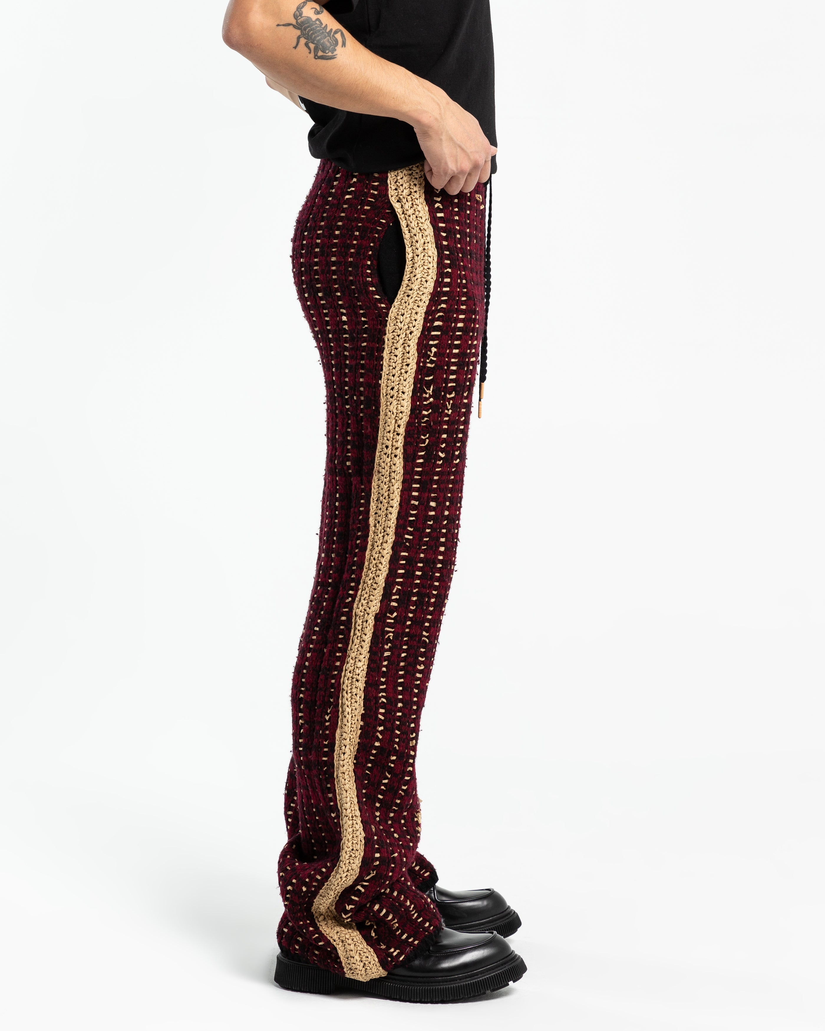 Pistol Track Pant in Maroon Grain