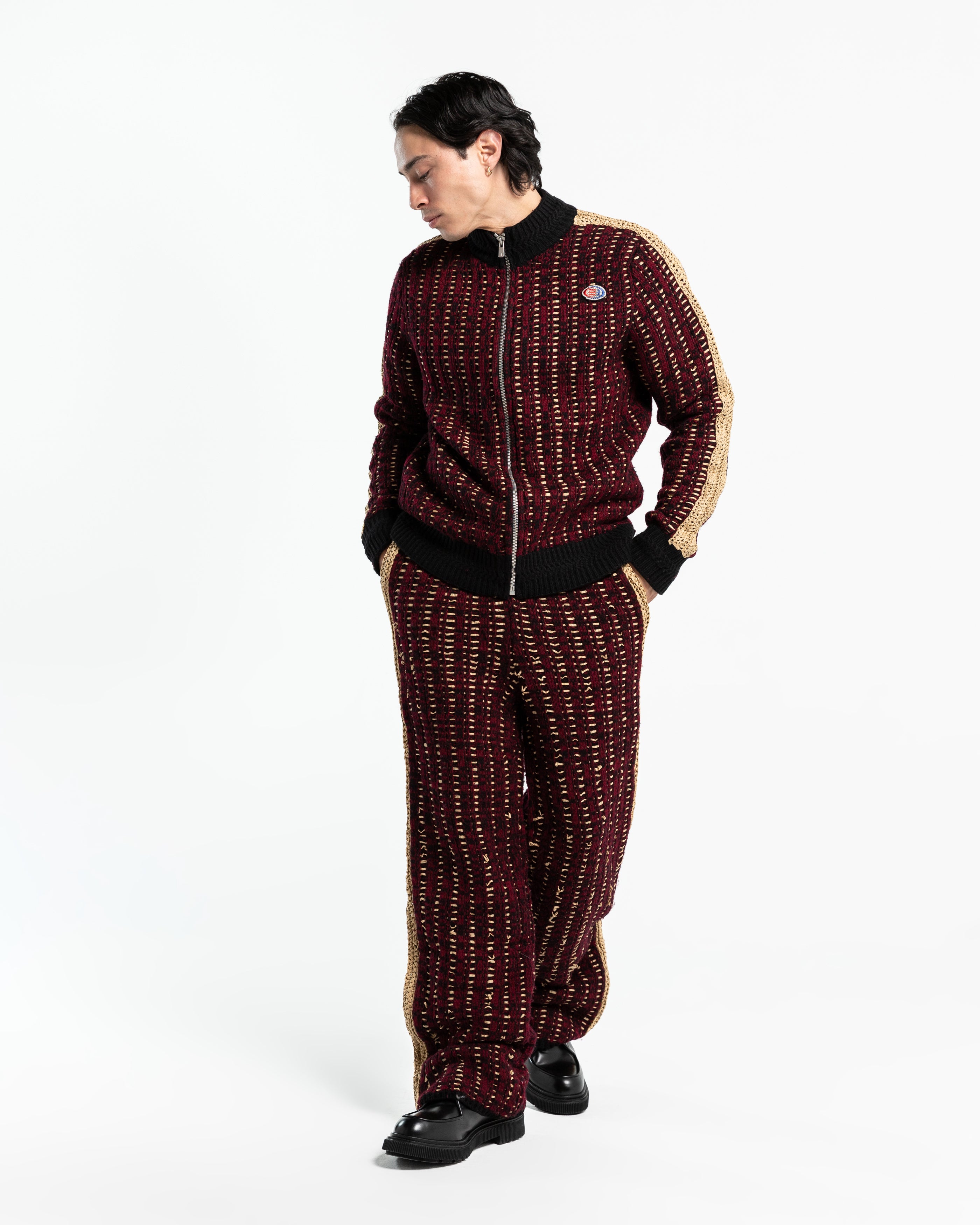 Pistol Track Pant in Maroon Grain