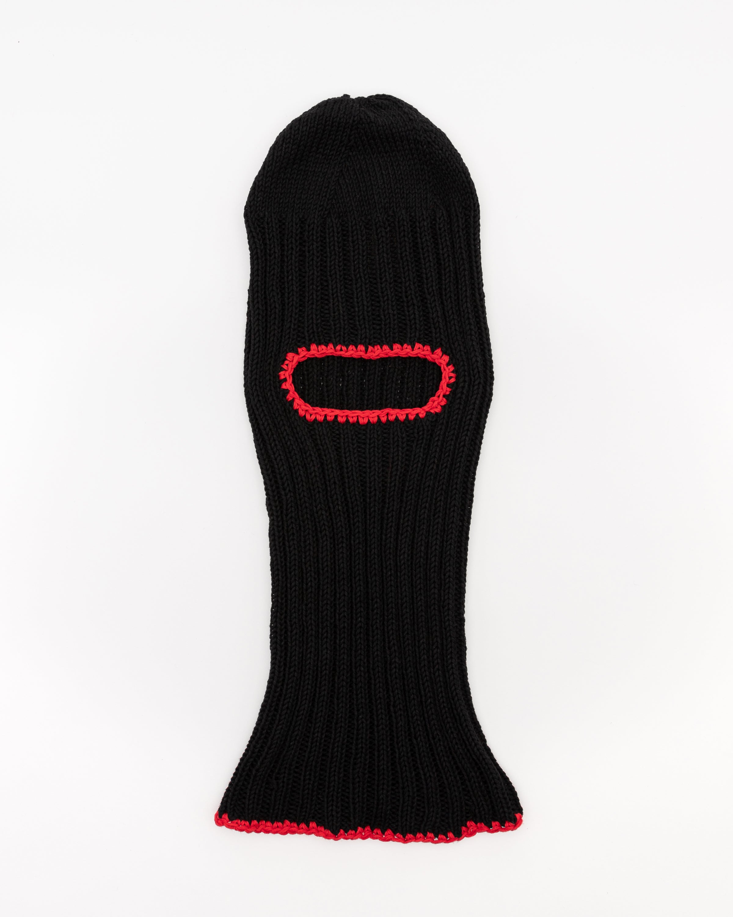 Hand Knitted Balaclava in Black and Red
