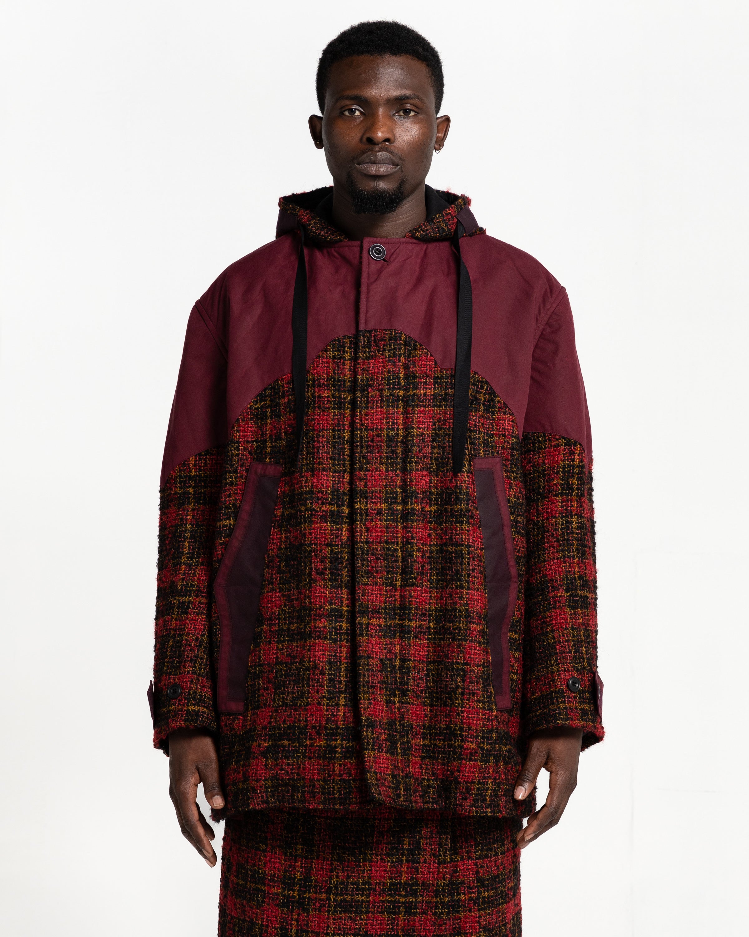 Western Parka in Red and Chocolate Check