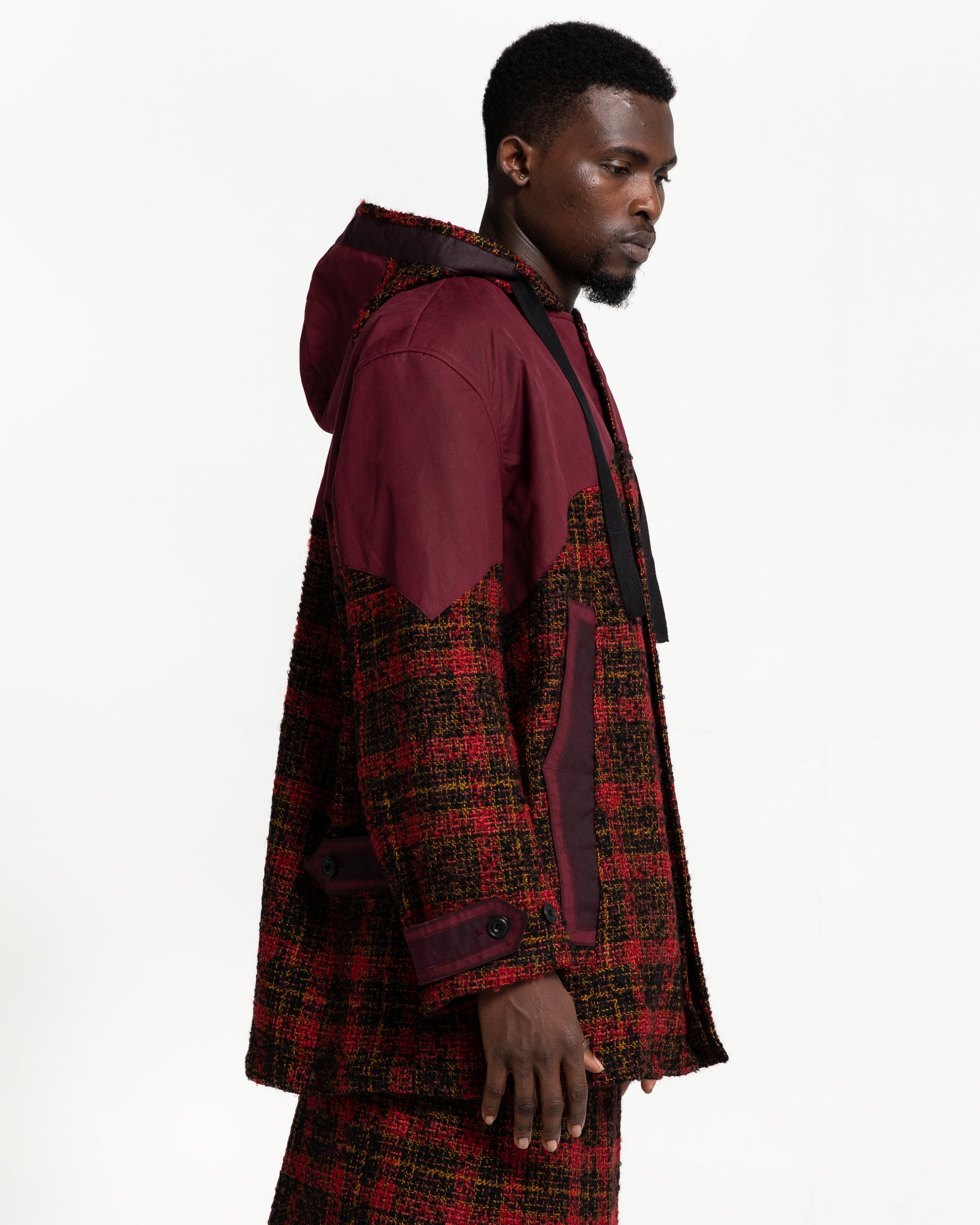 Western Parka in Red and Chocolate Check