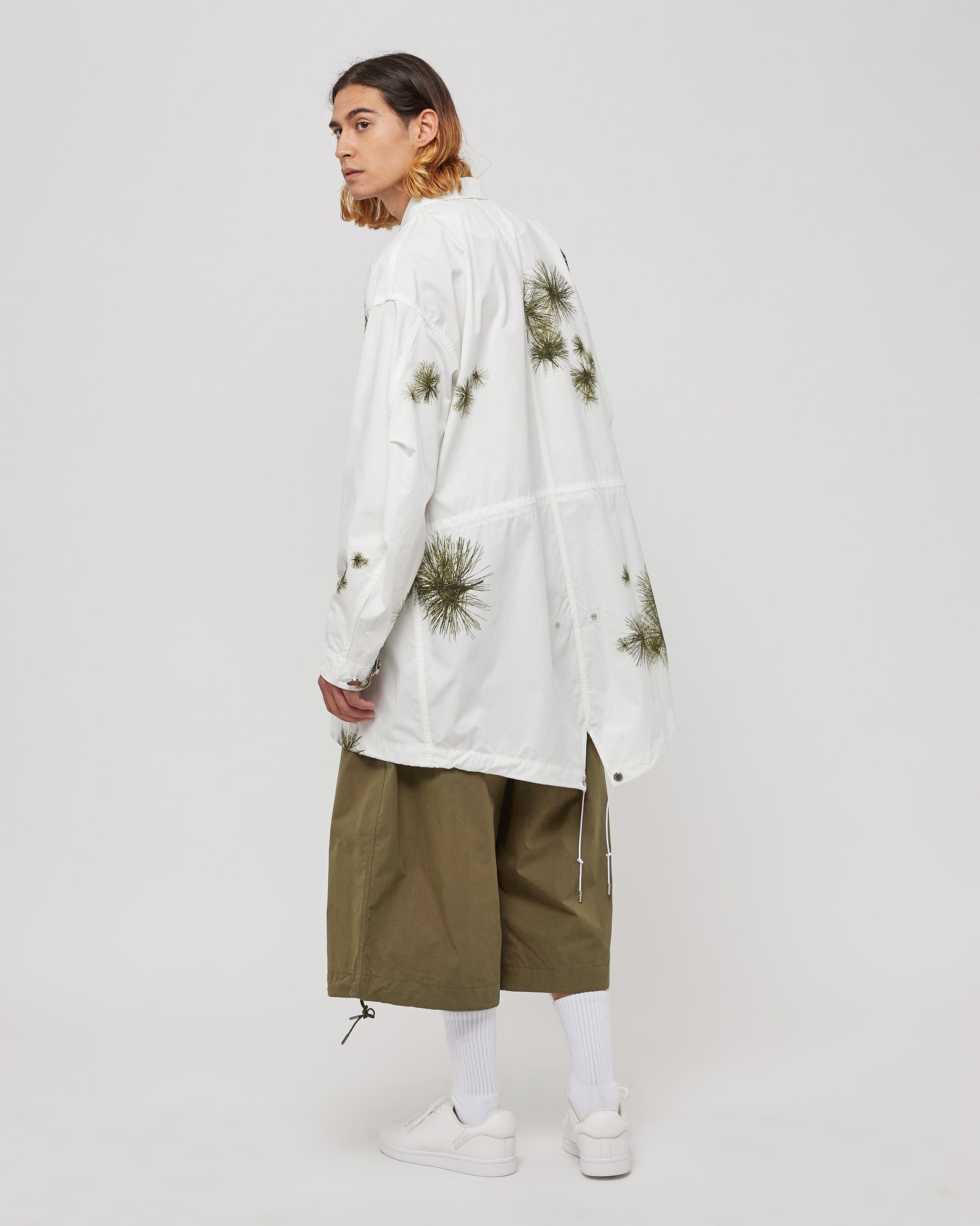 Patch Trench Coat in White