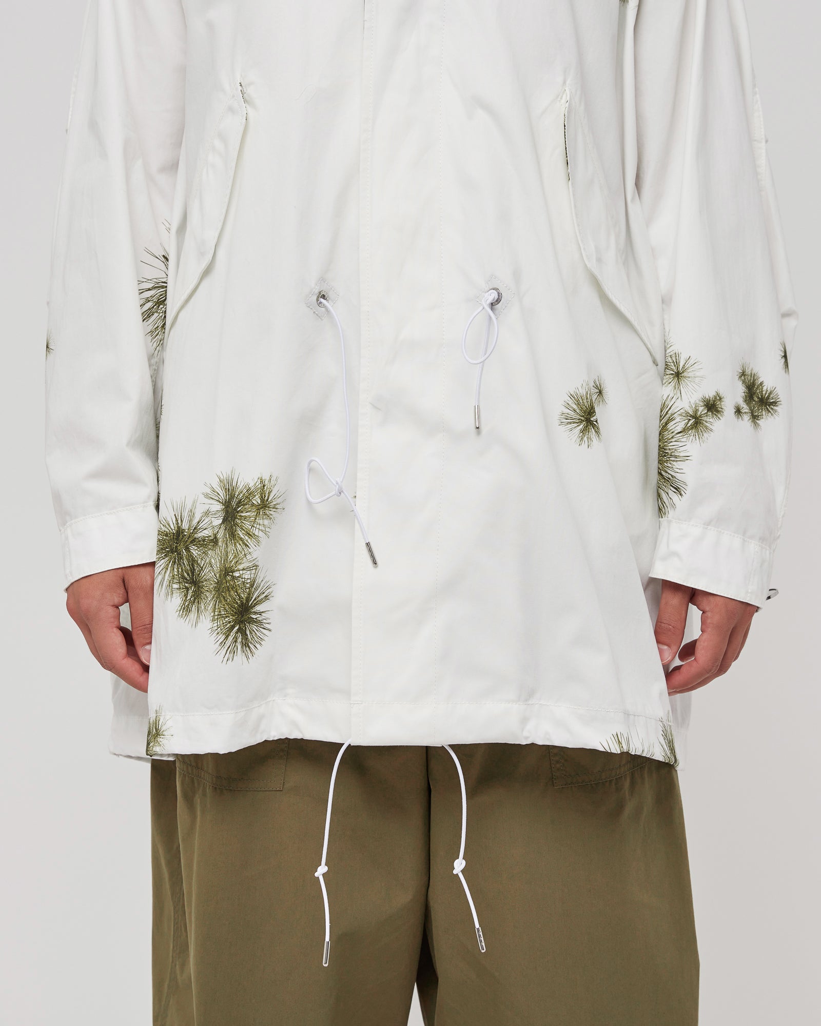 Patch Trench Coat in White