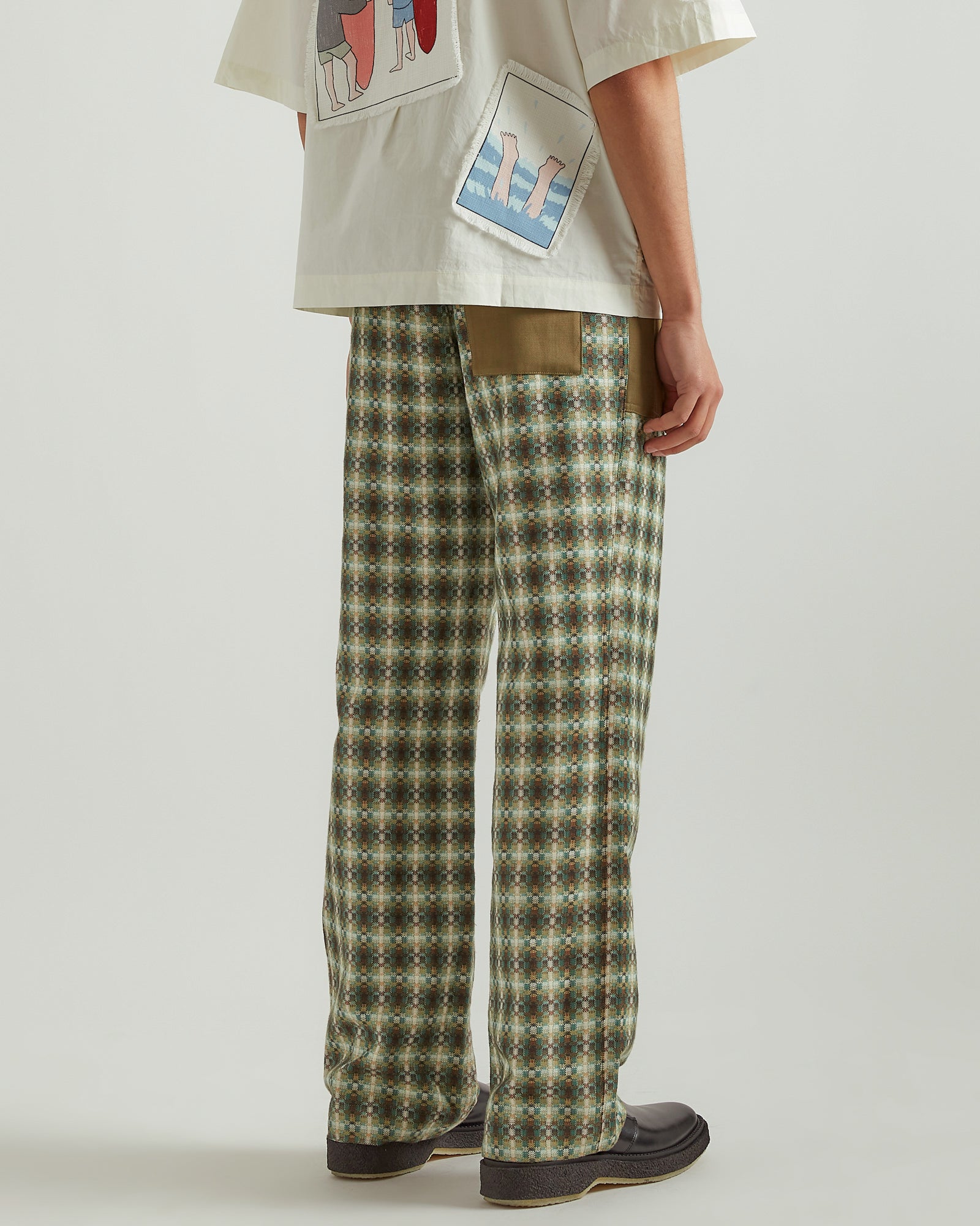 Patchwork Pants in Green Plaid