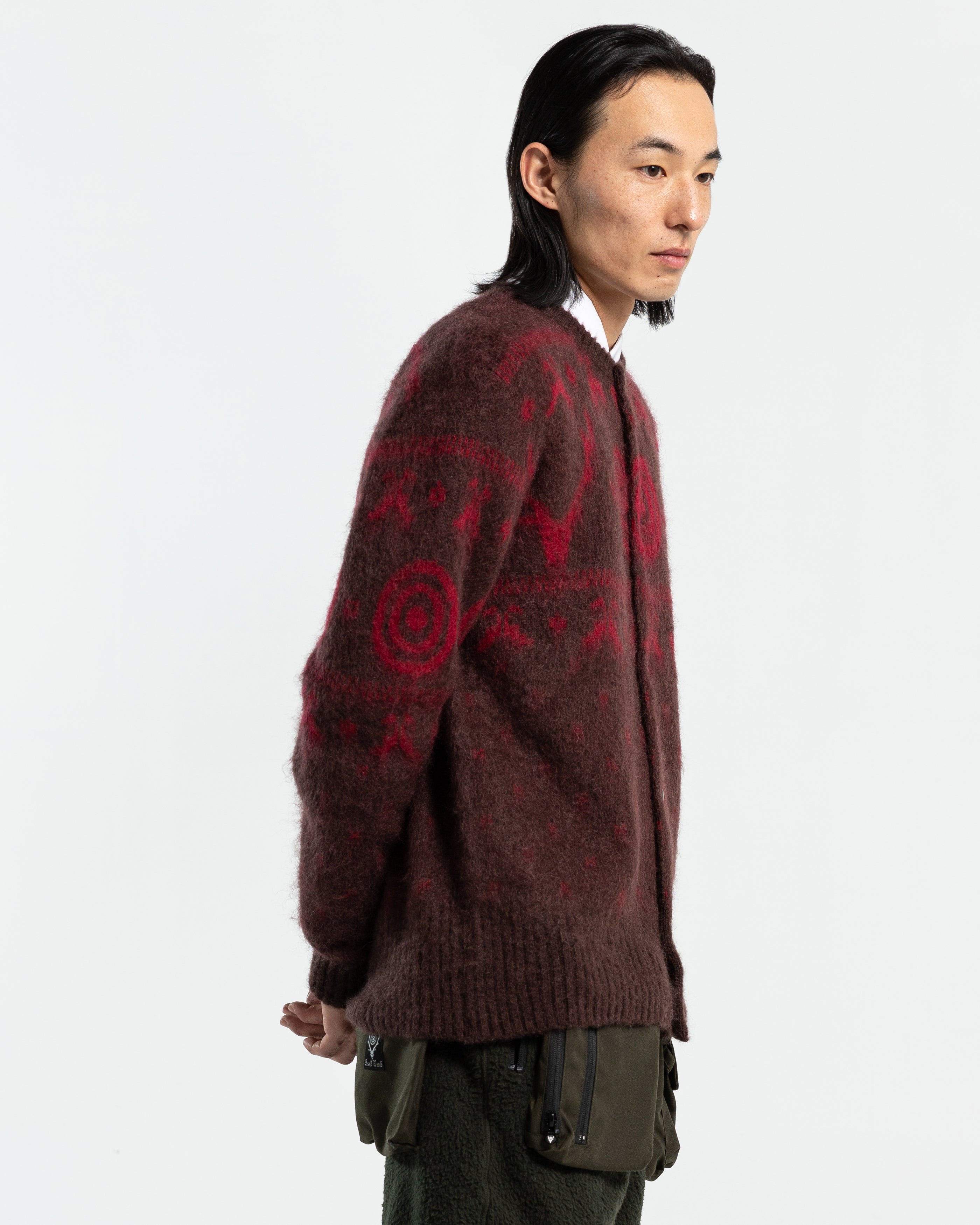 Loose Fit Crewneck Cardigan in Brown