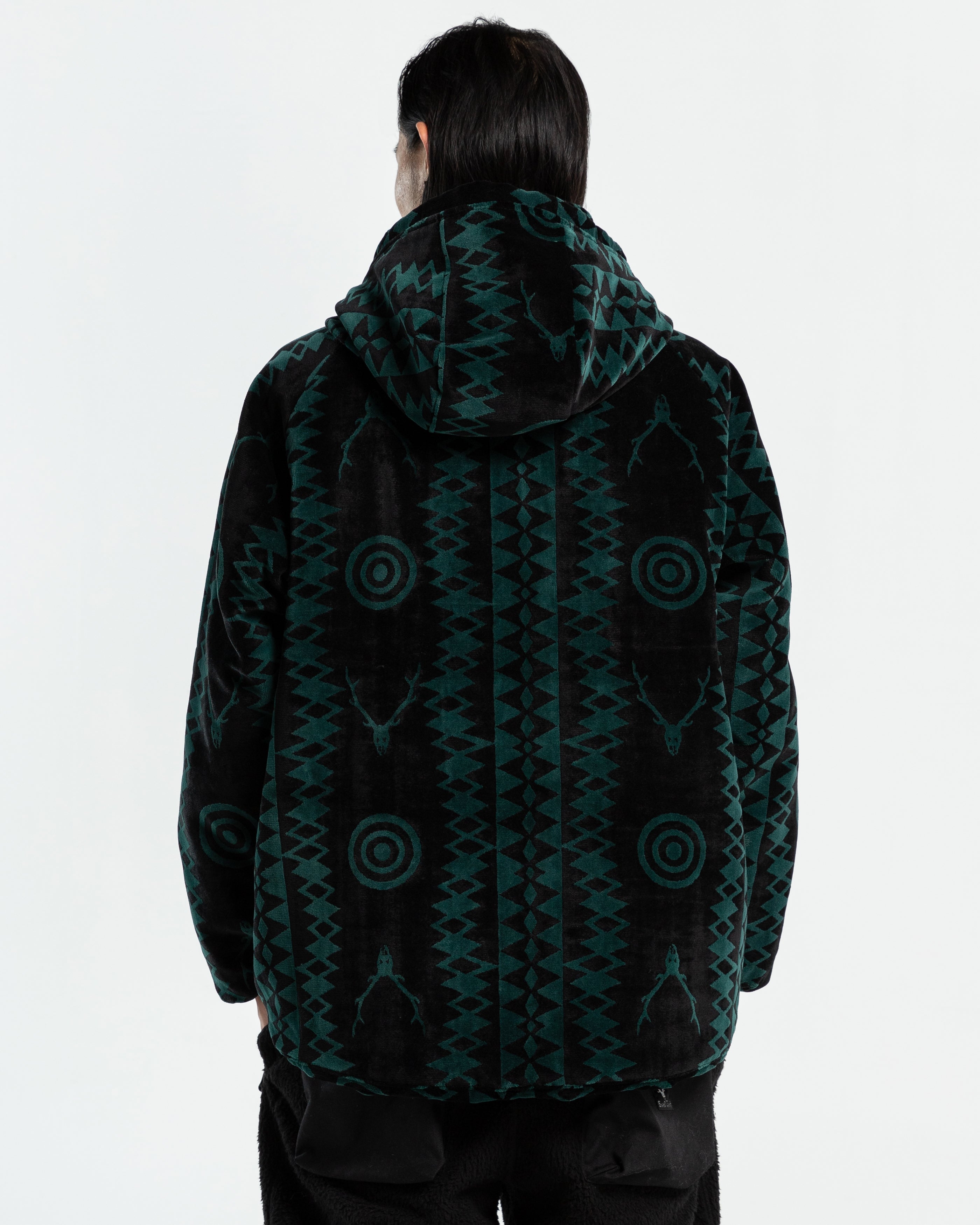 Weather Effect Jacket in Black and Green