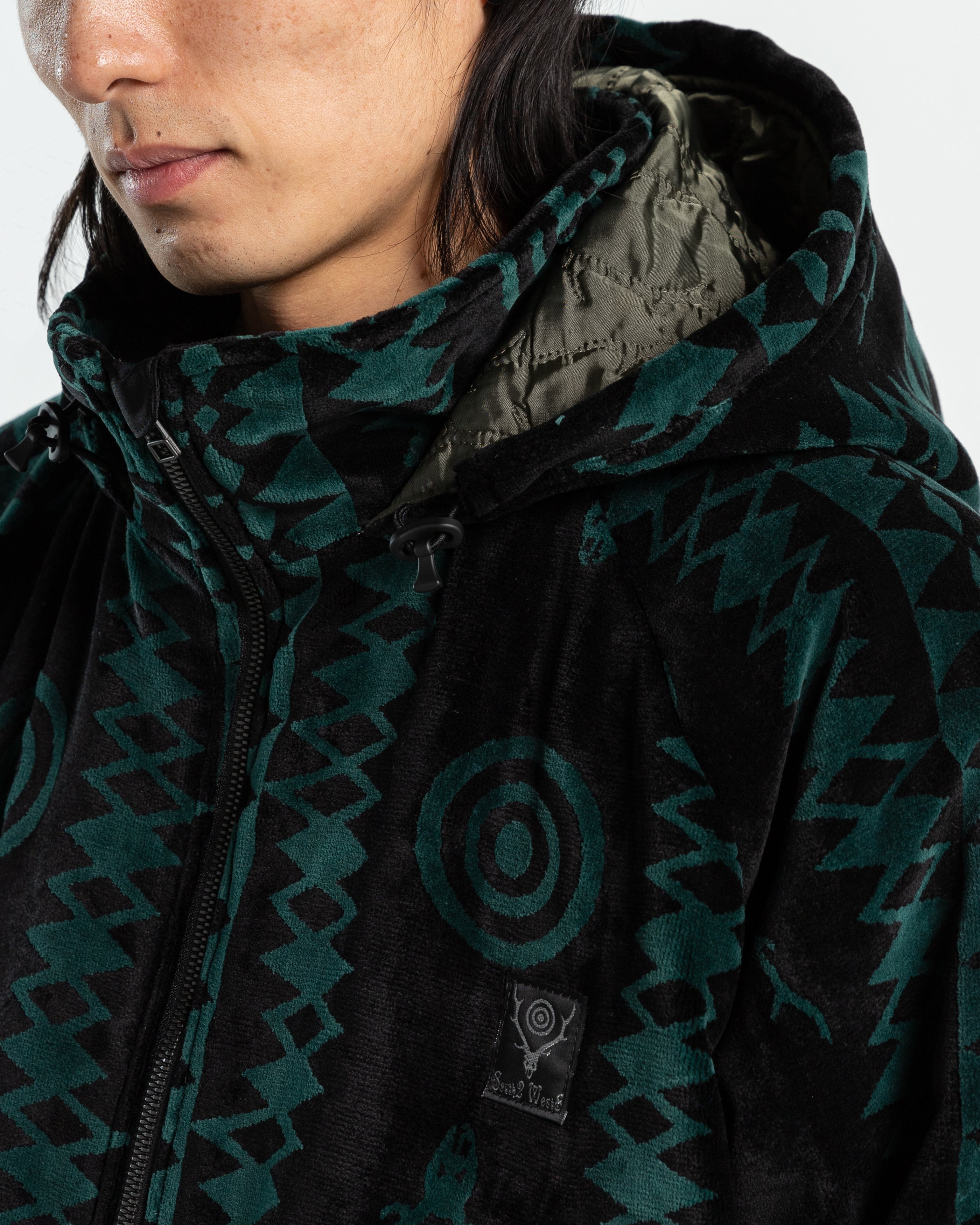 Weather Effect Jacket in Black and Green