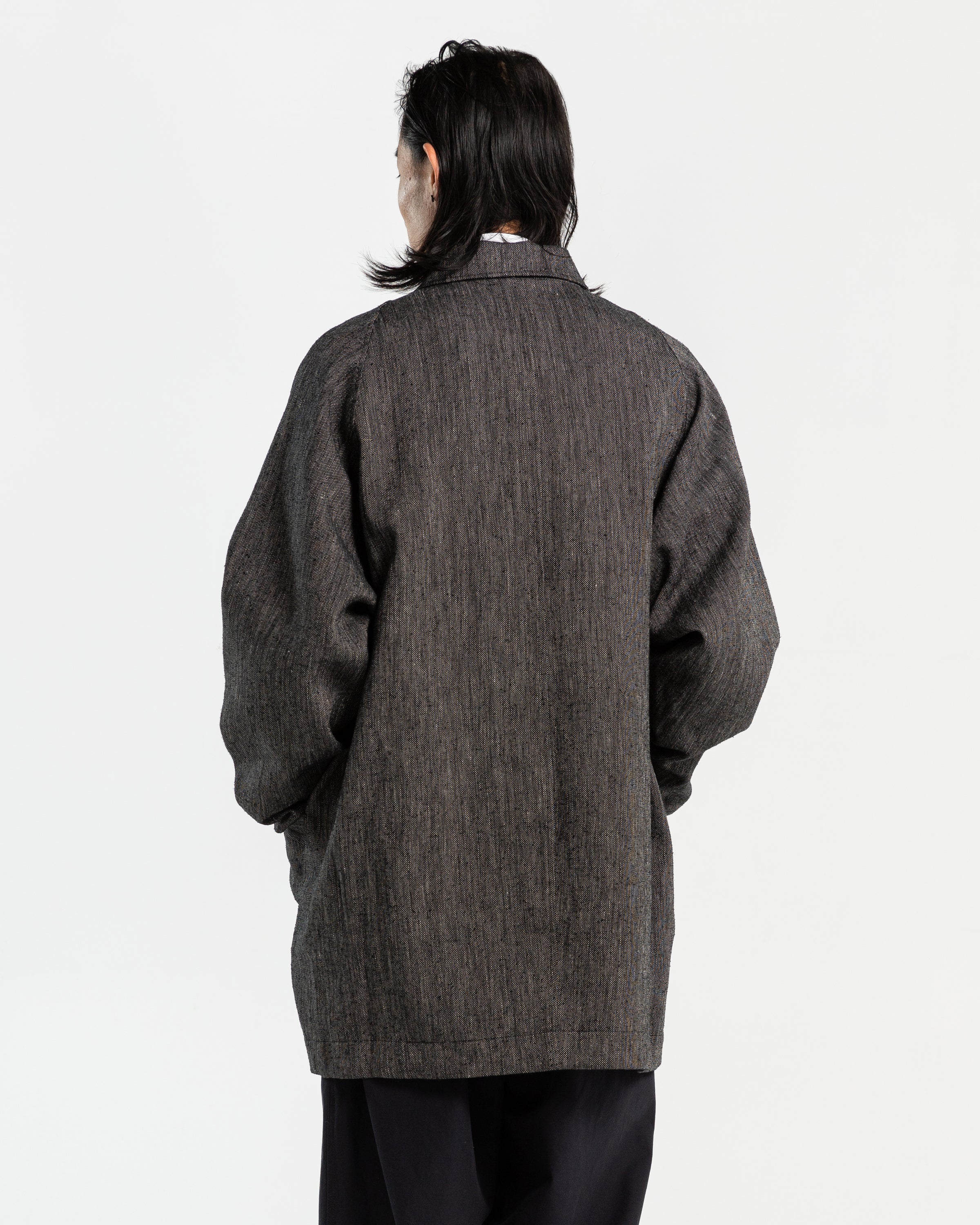 Linen Bal Collar Coat in Charcoal