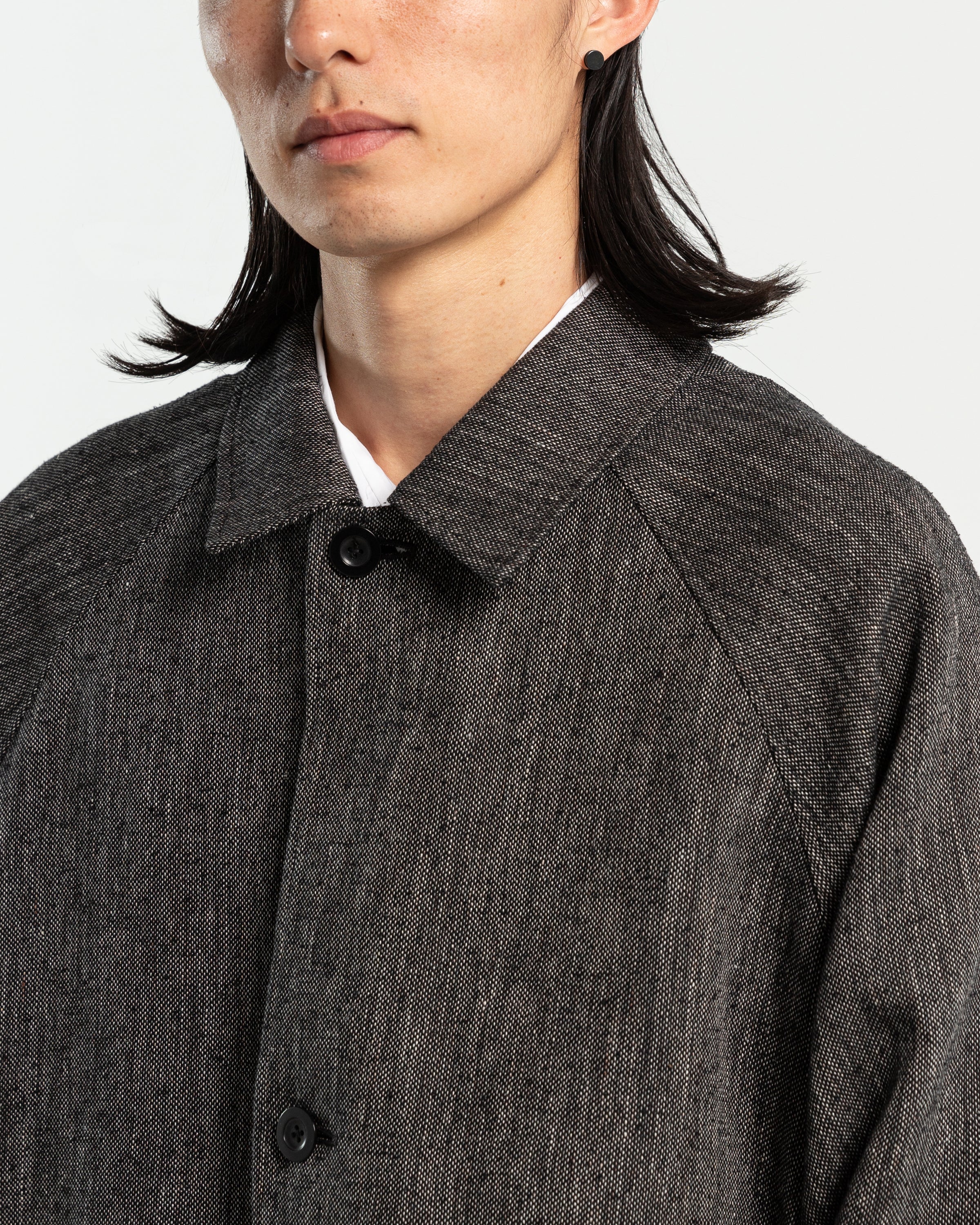 Linen Bal Collar Coat in Charcoal